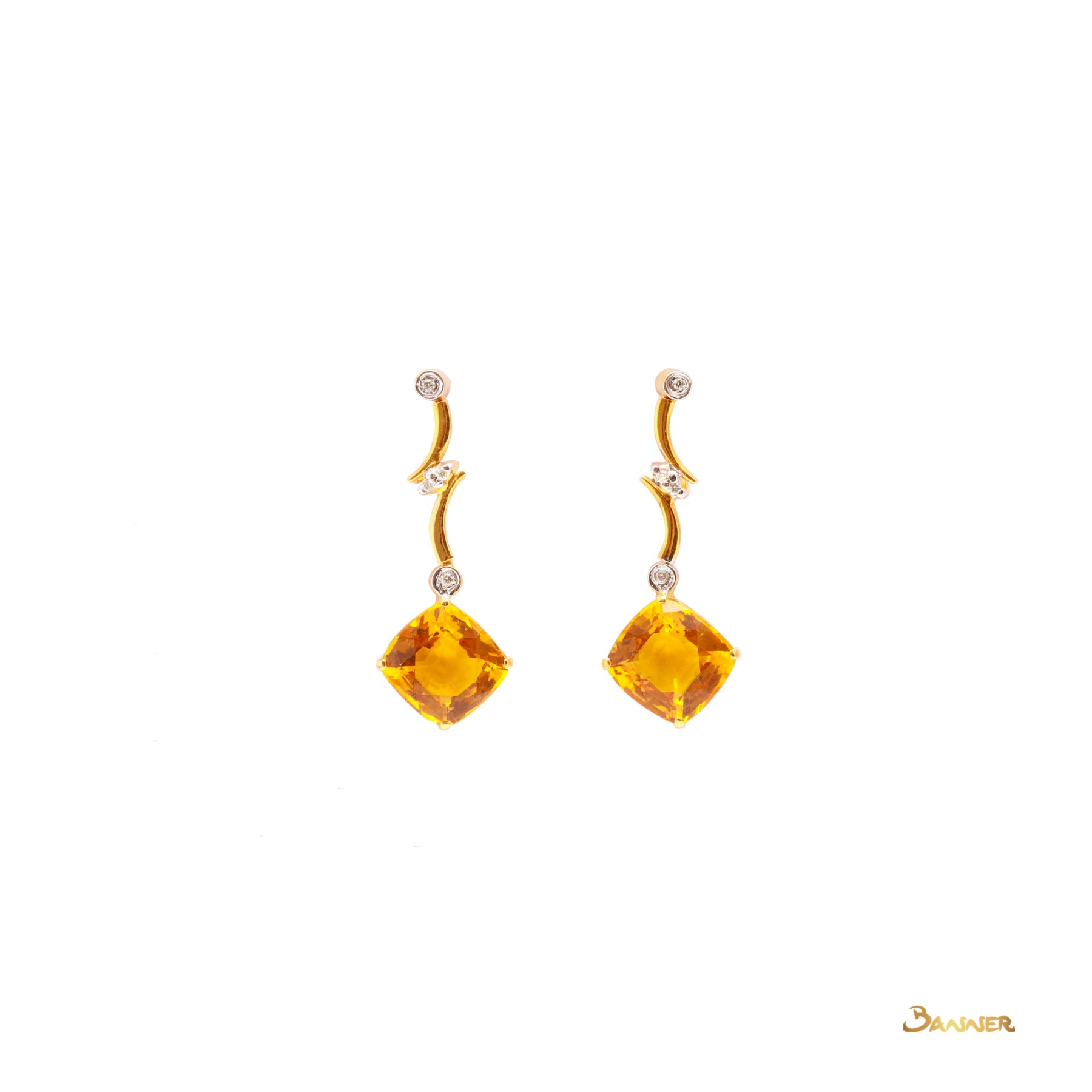 Citrine and Diamond Dangle Earrings