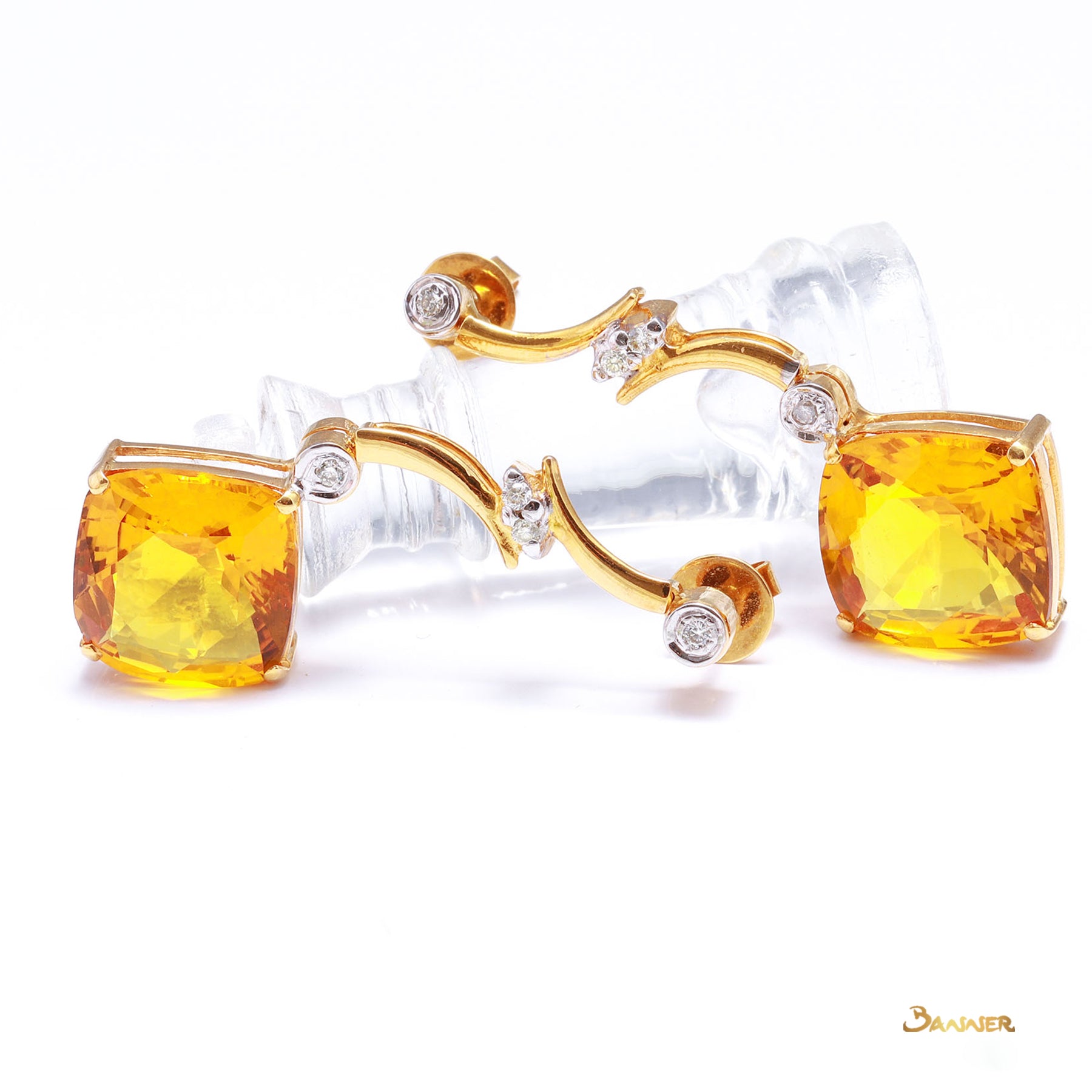 Citrine and Diamond Dangle Earrings