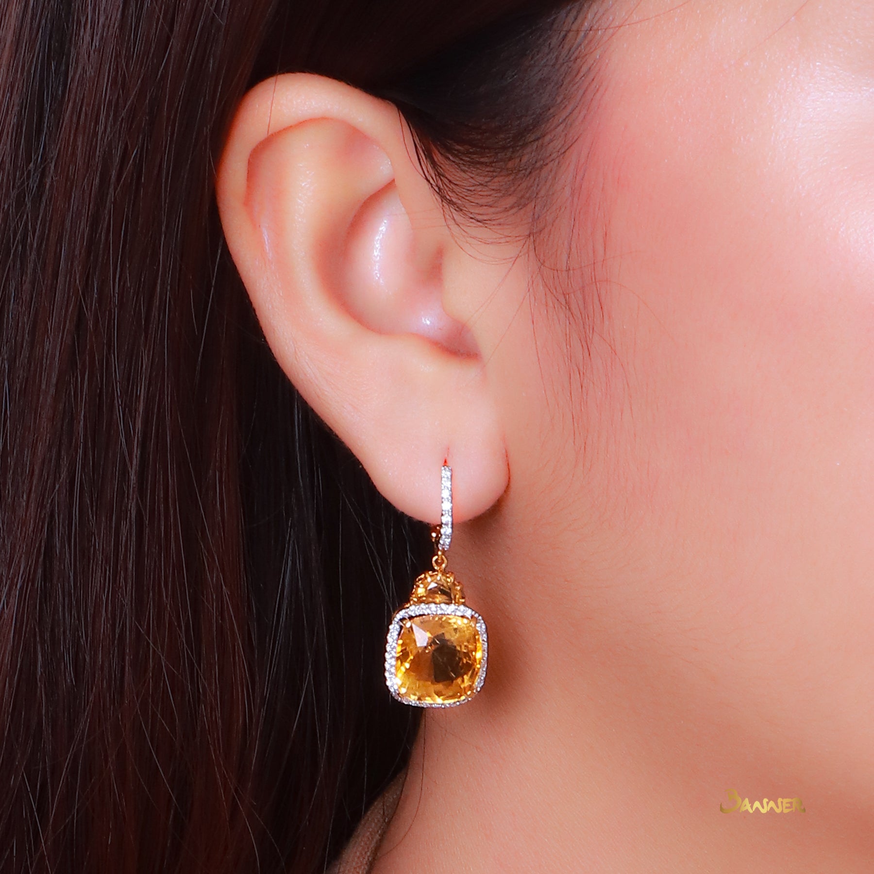 Citrine and Diamond Earrings