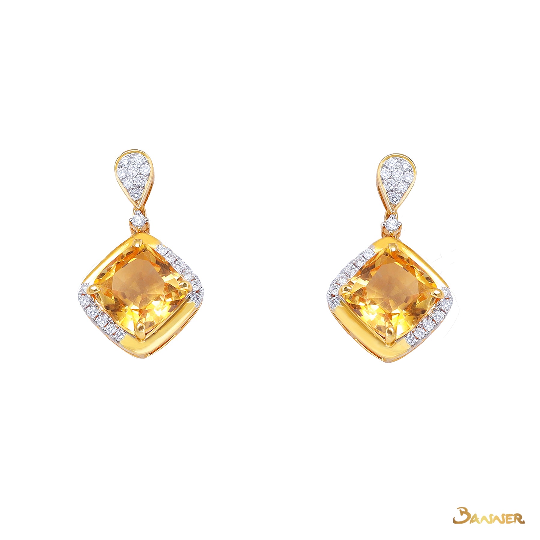 Citrine and Diamond Earrings