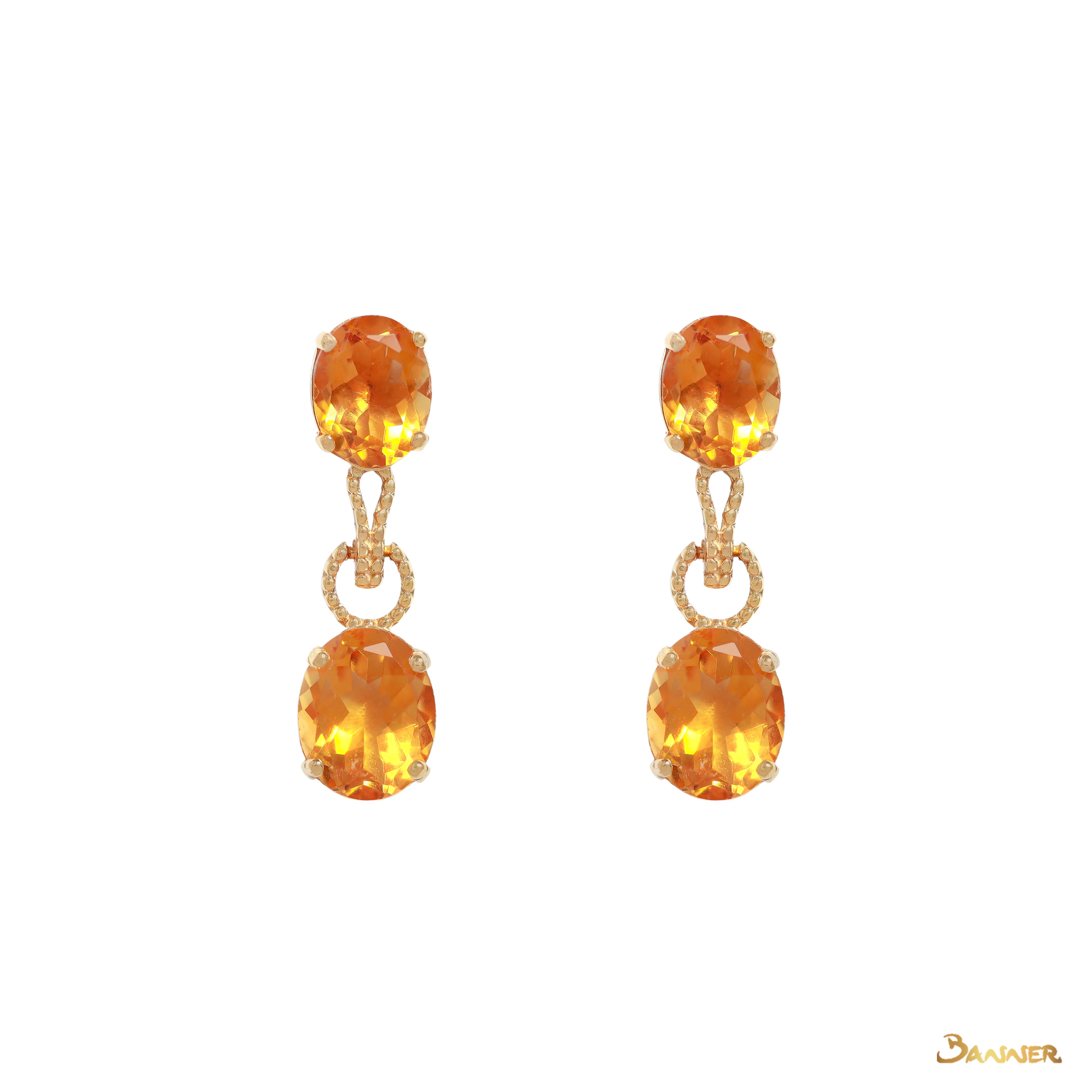 Citrine 2 Step Dangle Halo Earrings