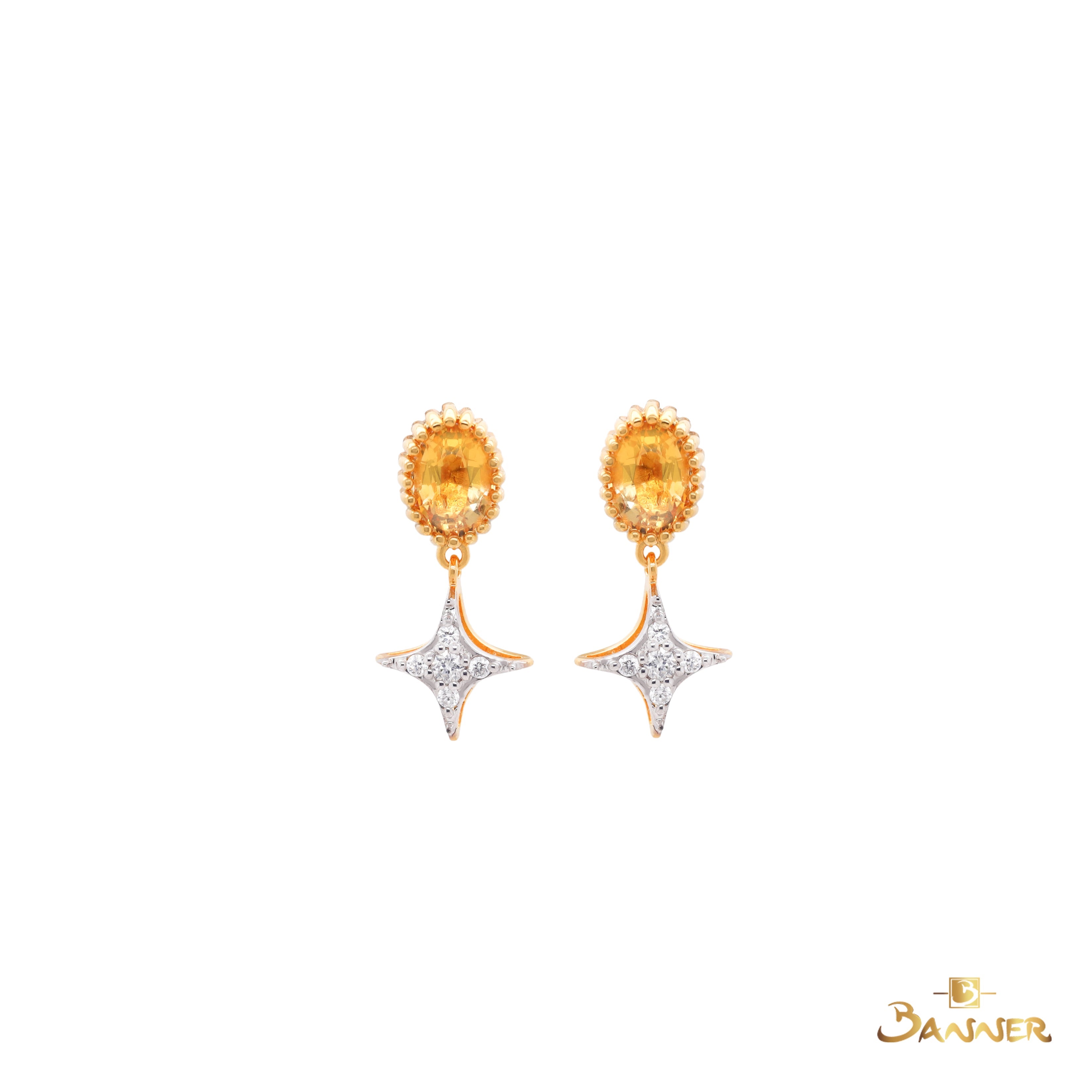 Citrine and Diamond Starlight Drops Earrings