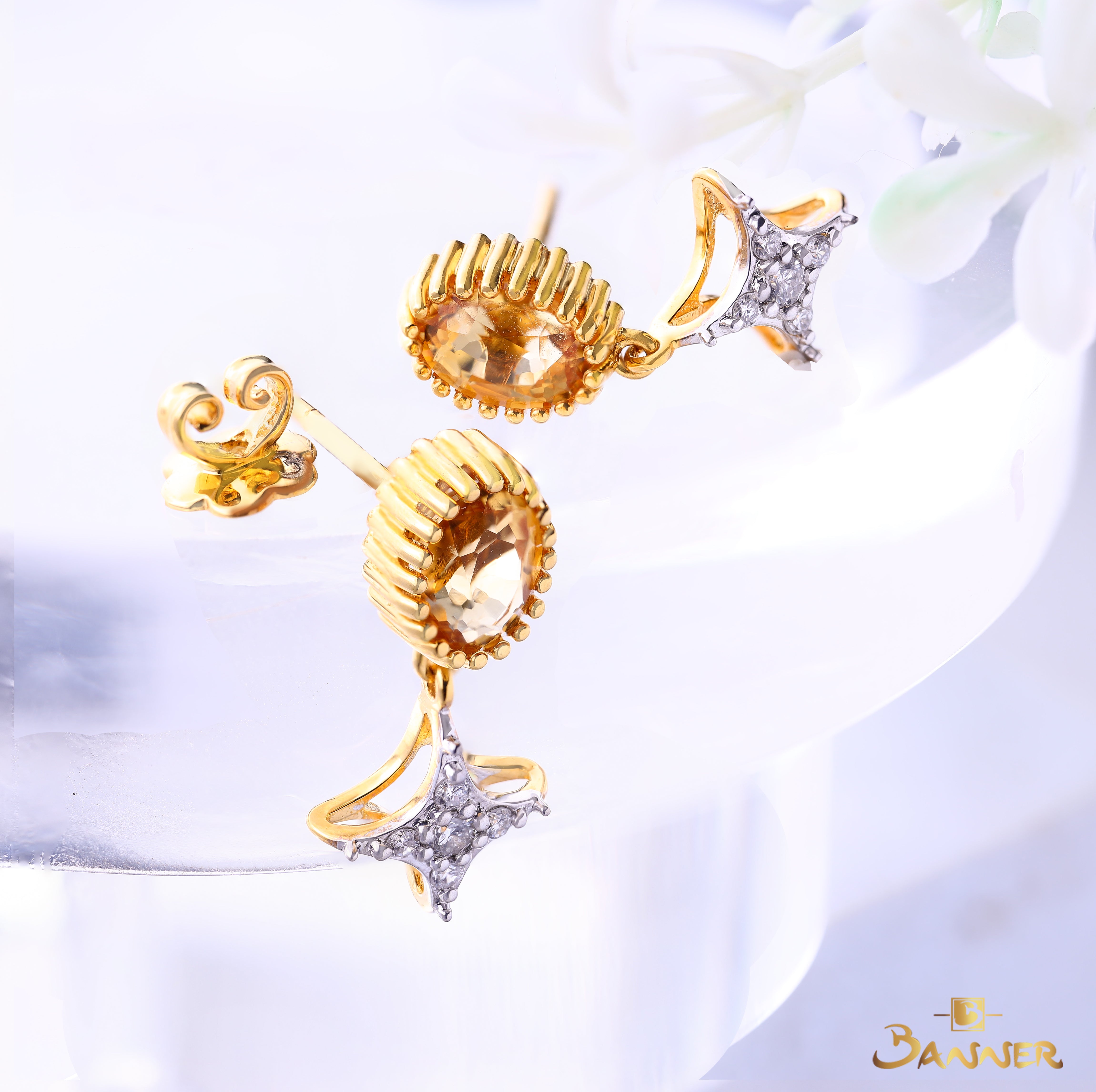 Citrine and Diamond Starlight Drops Earrings