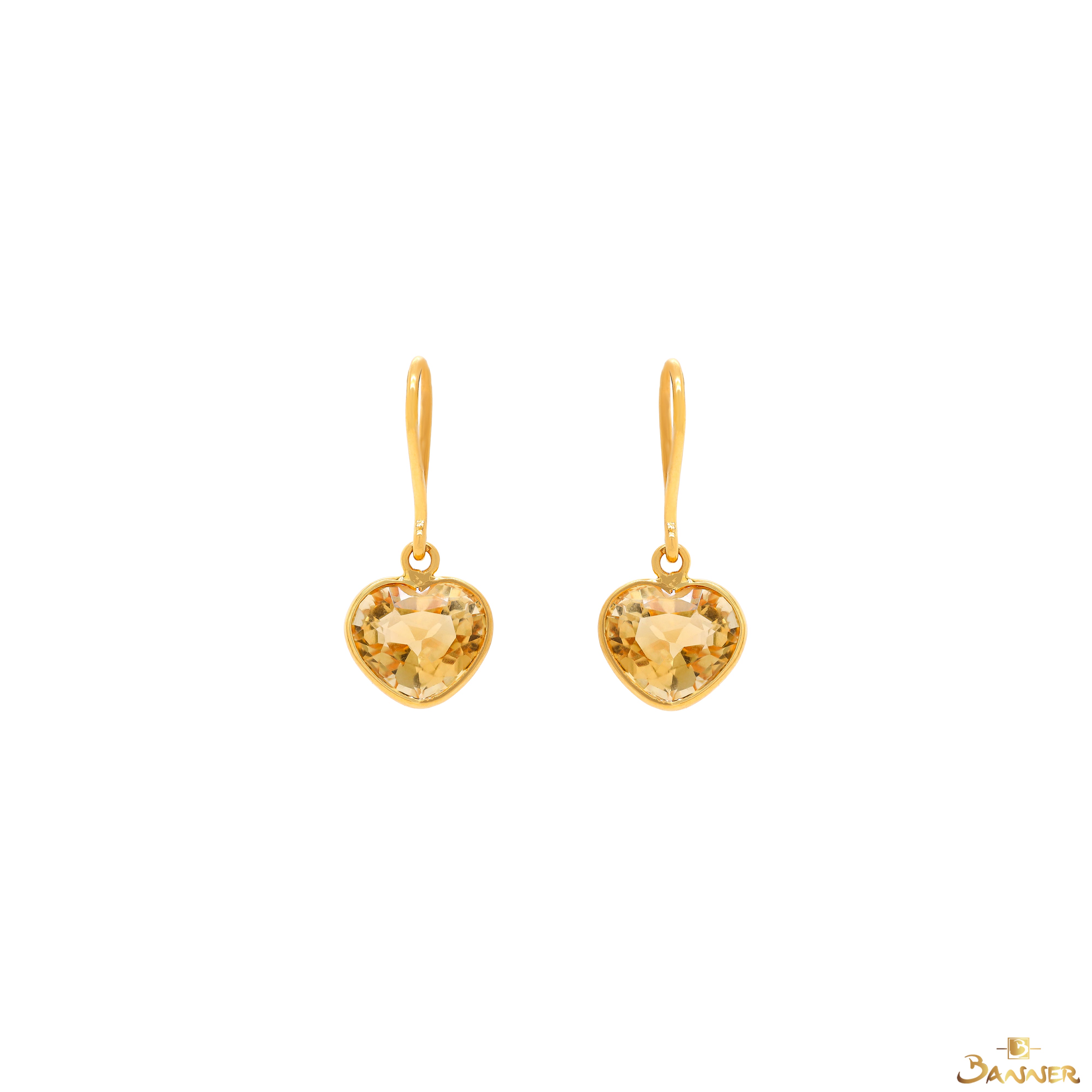 Citrine Heart Dangle Earrings