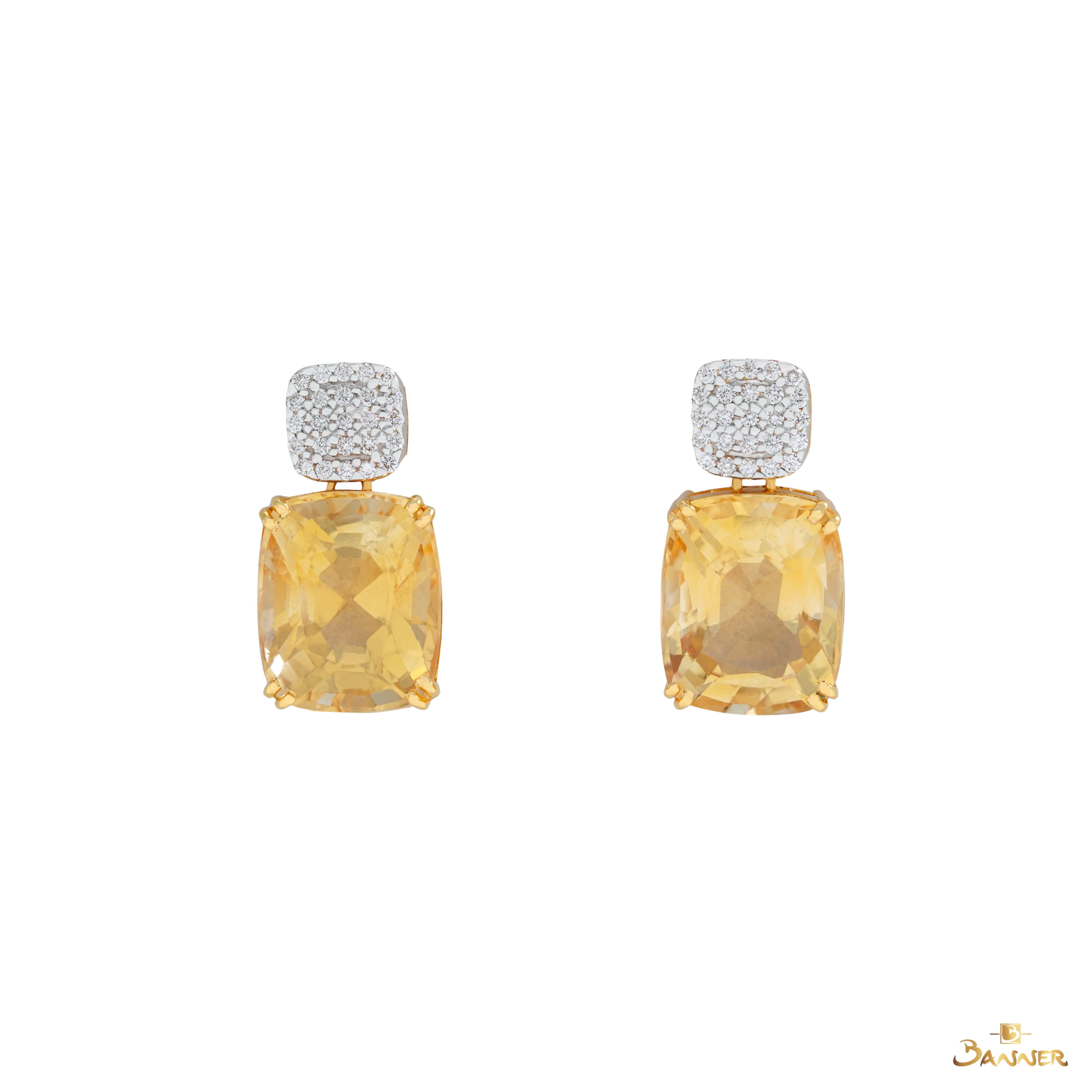 Citrine and Diamond Dangle Earrings