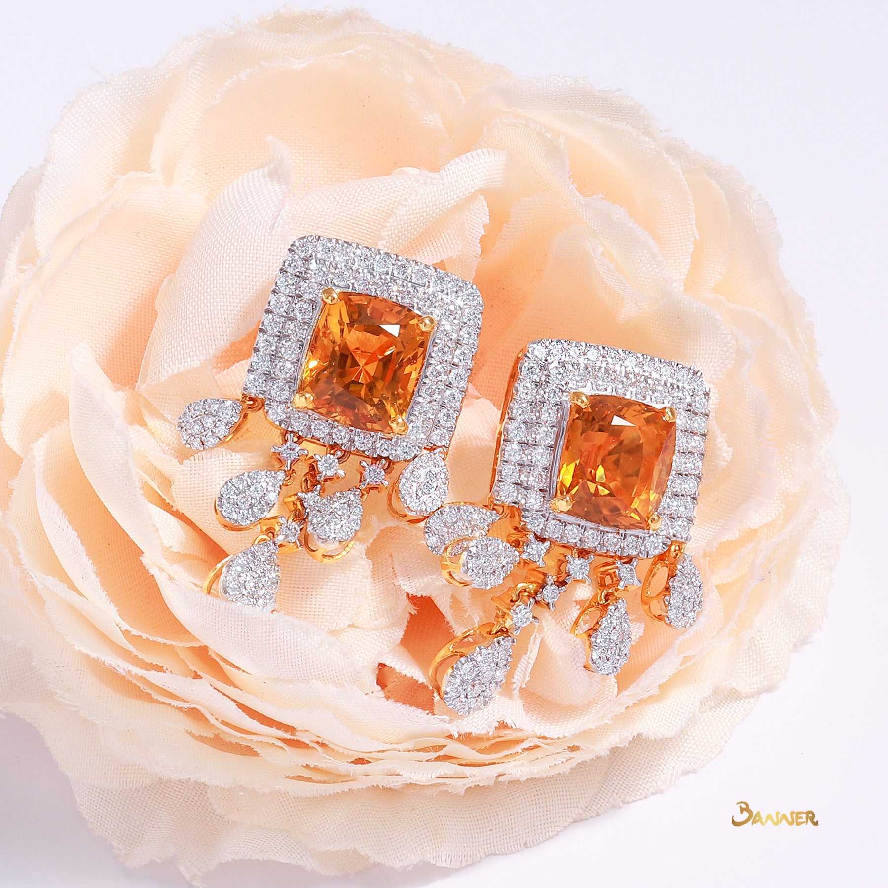 Citrine and Diamond Elegant Earrings