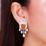 Citrine and Diamond Elegant Earrings