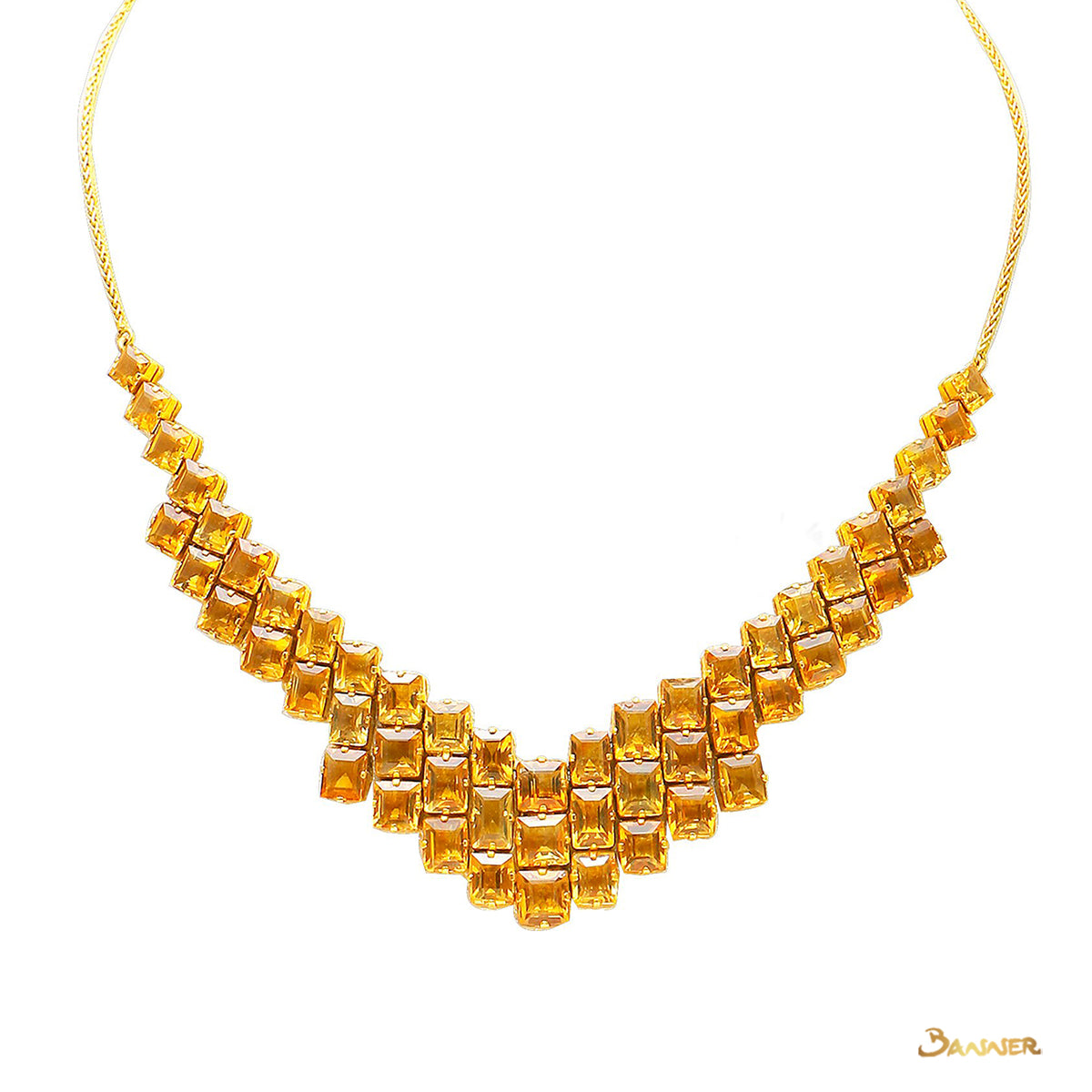 Emerald-cut Citrine Necklace