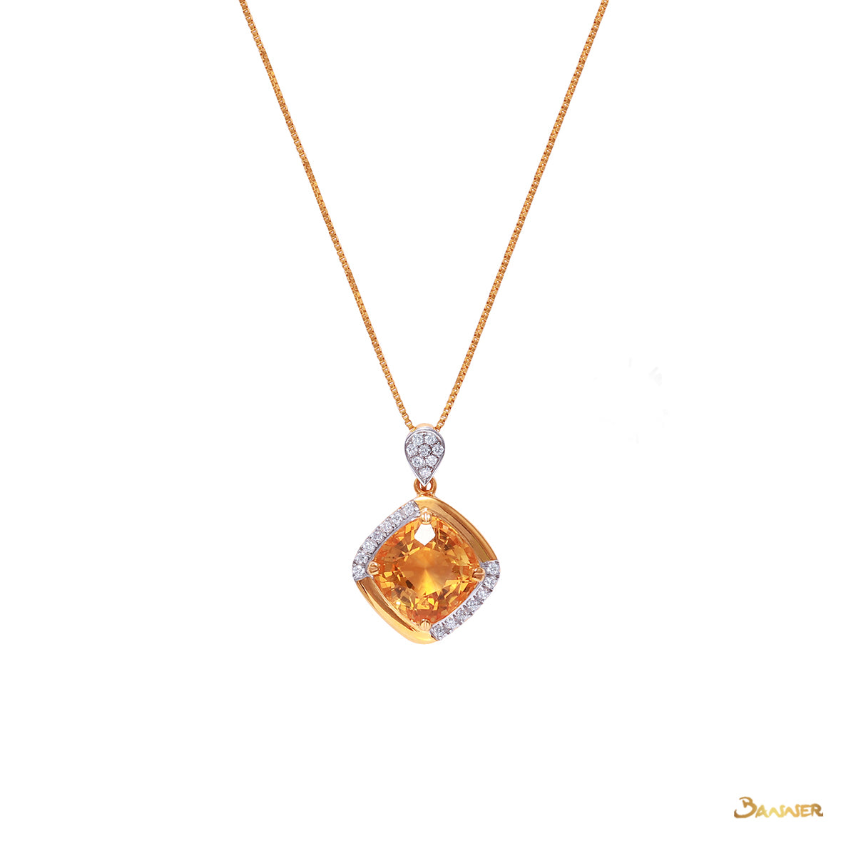 Citrine and Diamond Pendant