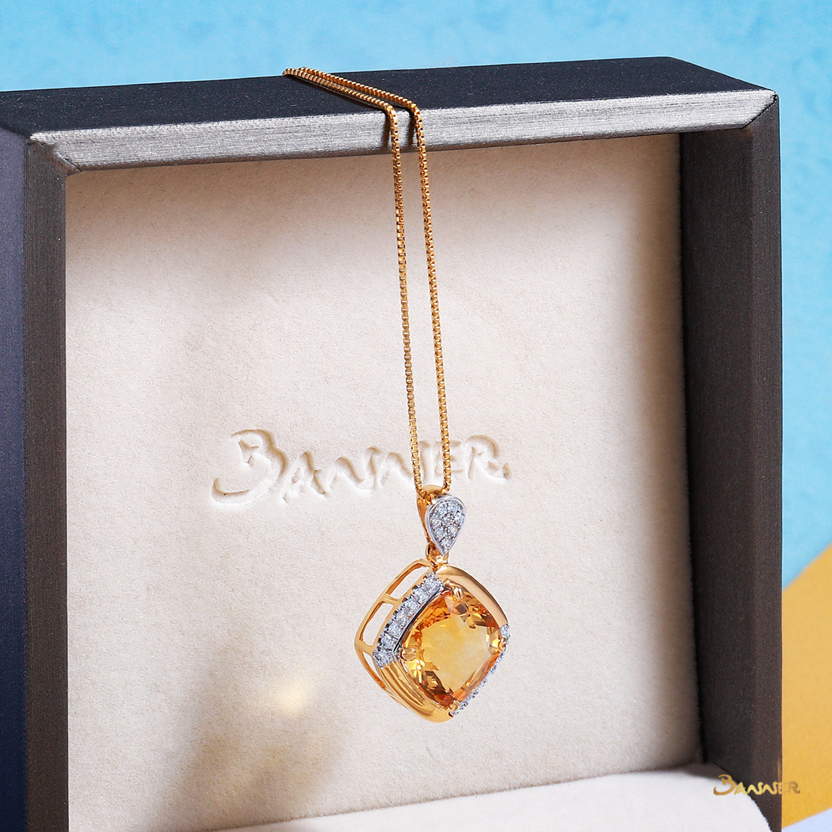 Citrine and Diamond Pendant