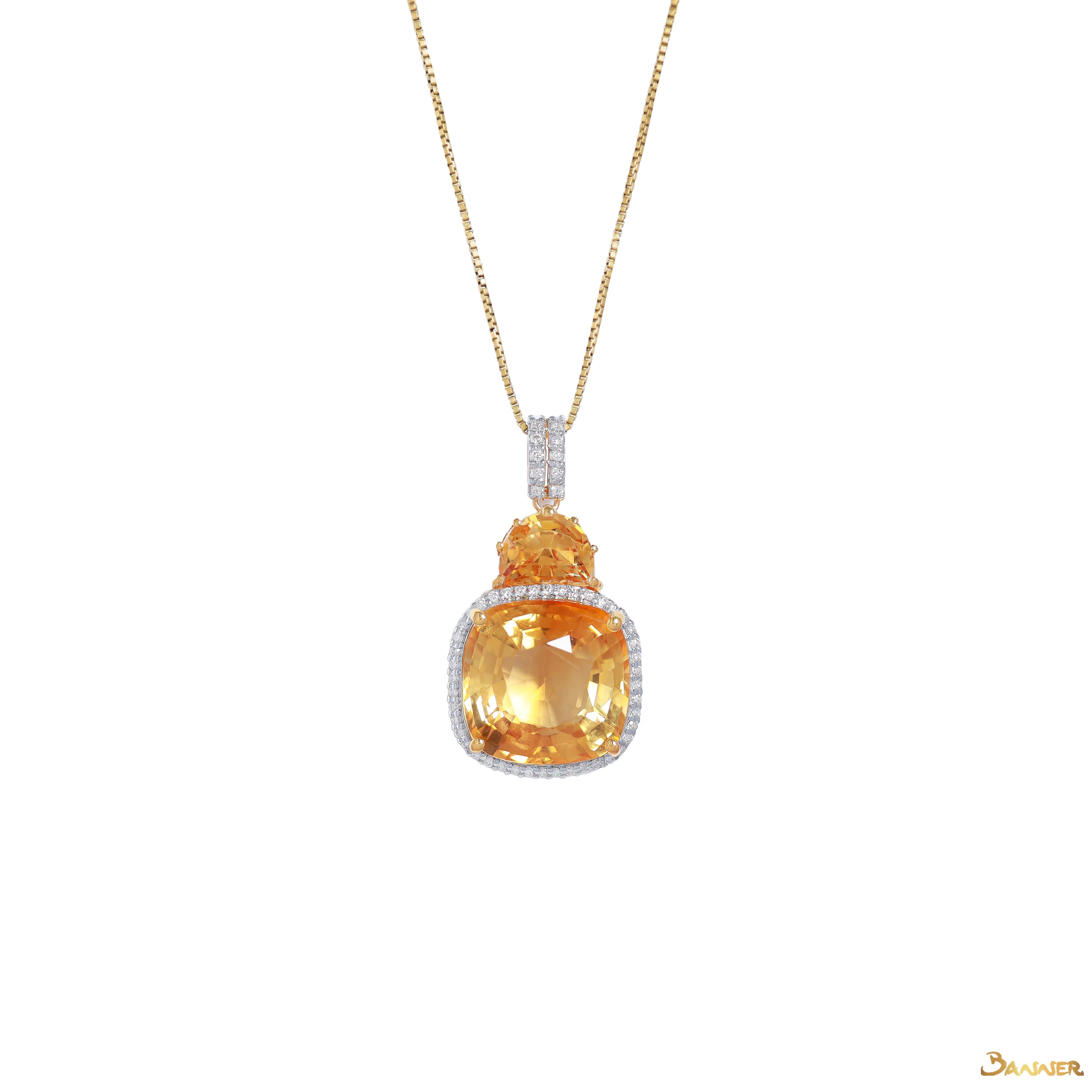 Citrine and Diamond Pendant