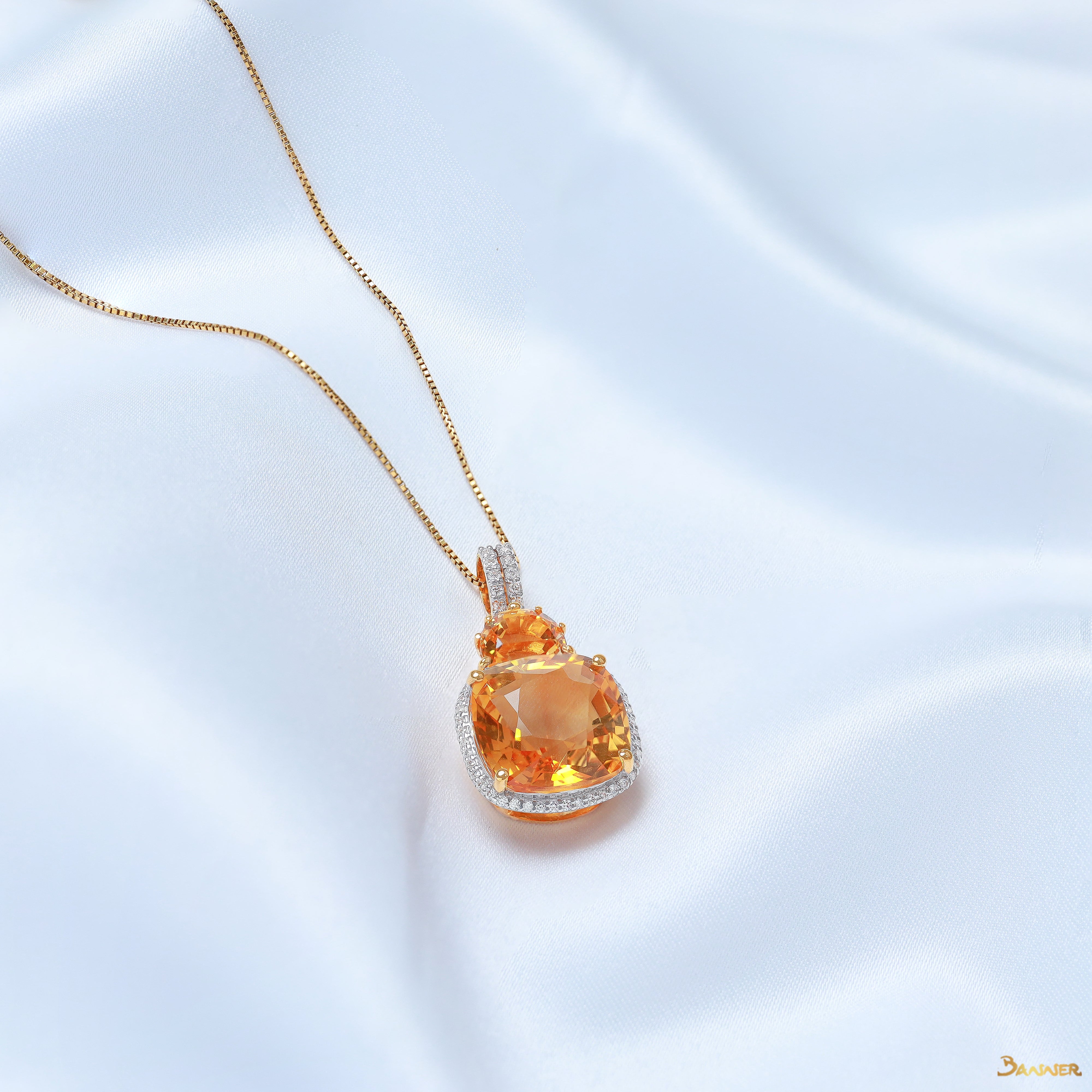 Citrine and Diamond Pendant