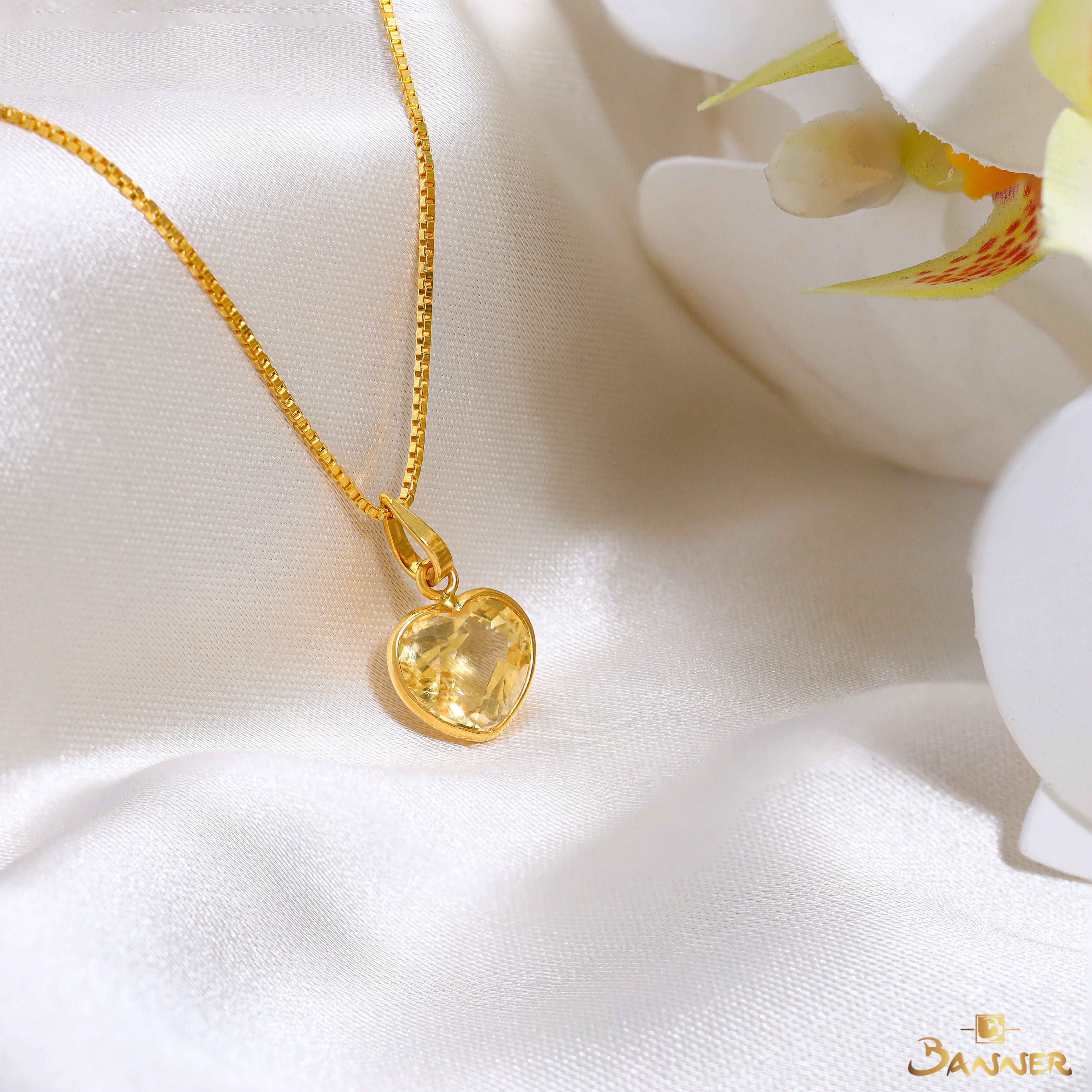 Citrine Heart Dnagle Pendant