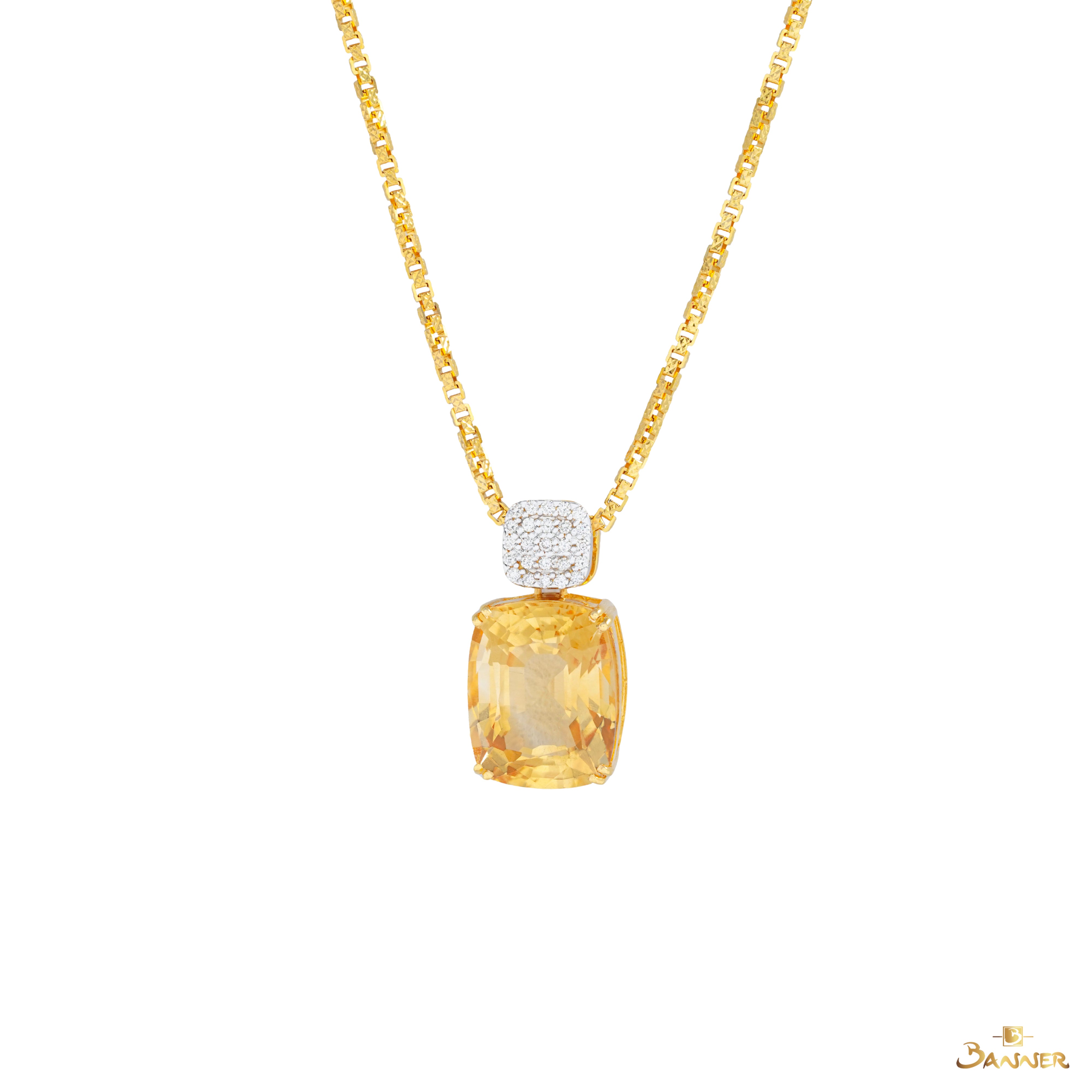 Citrine and Diamond Pendant