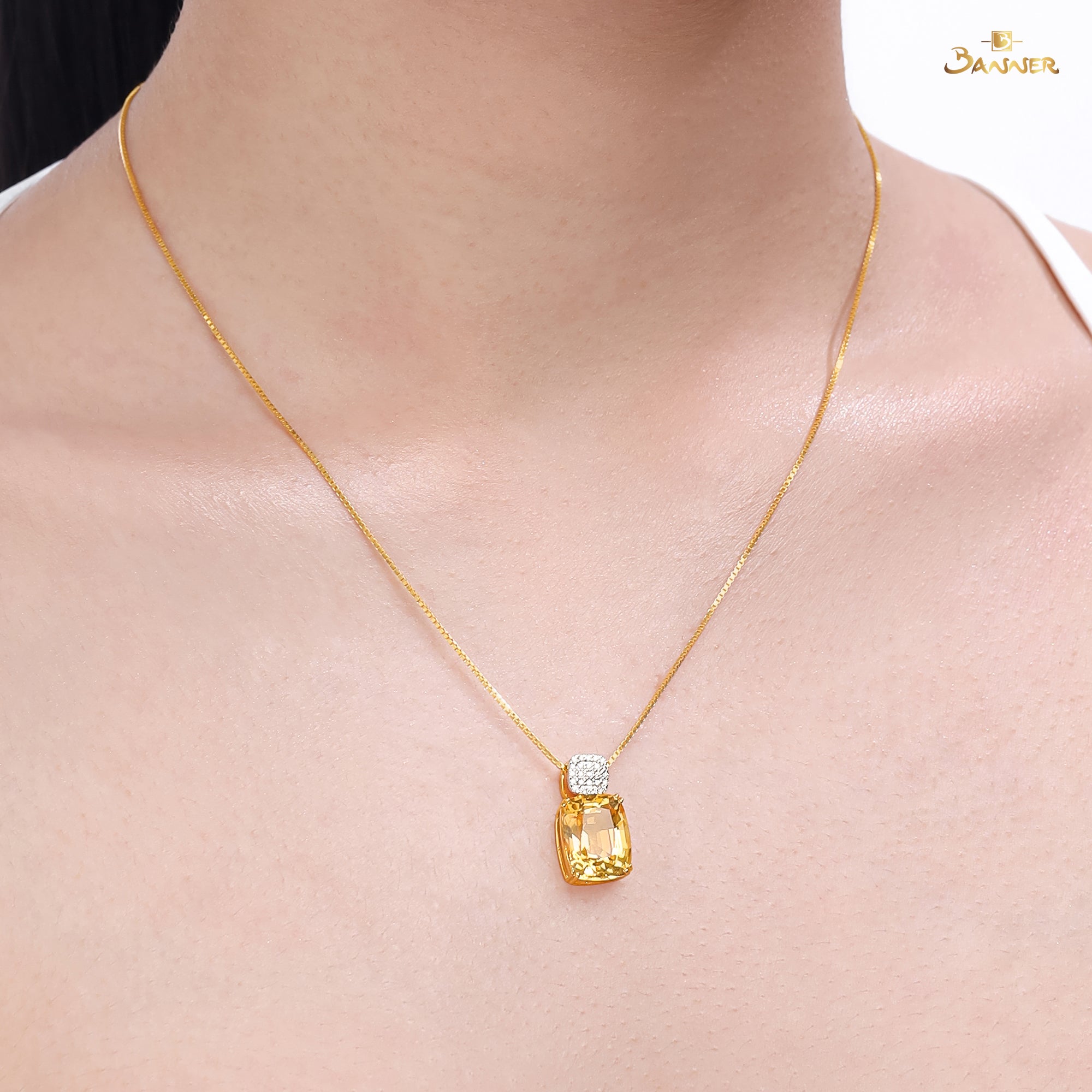 Citrine and Diamond Pendant