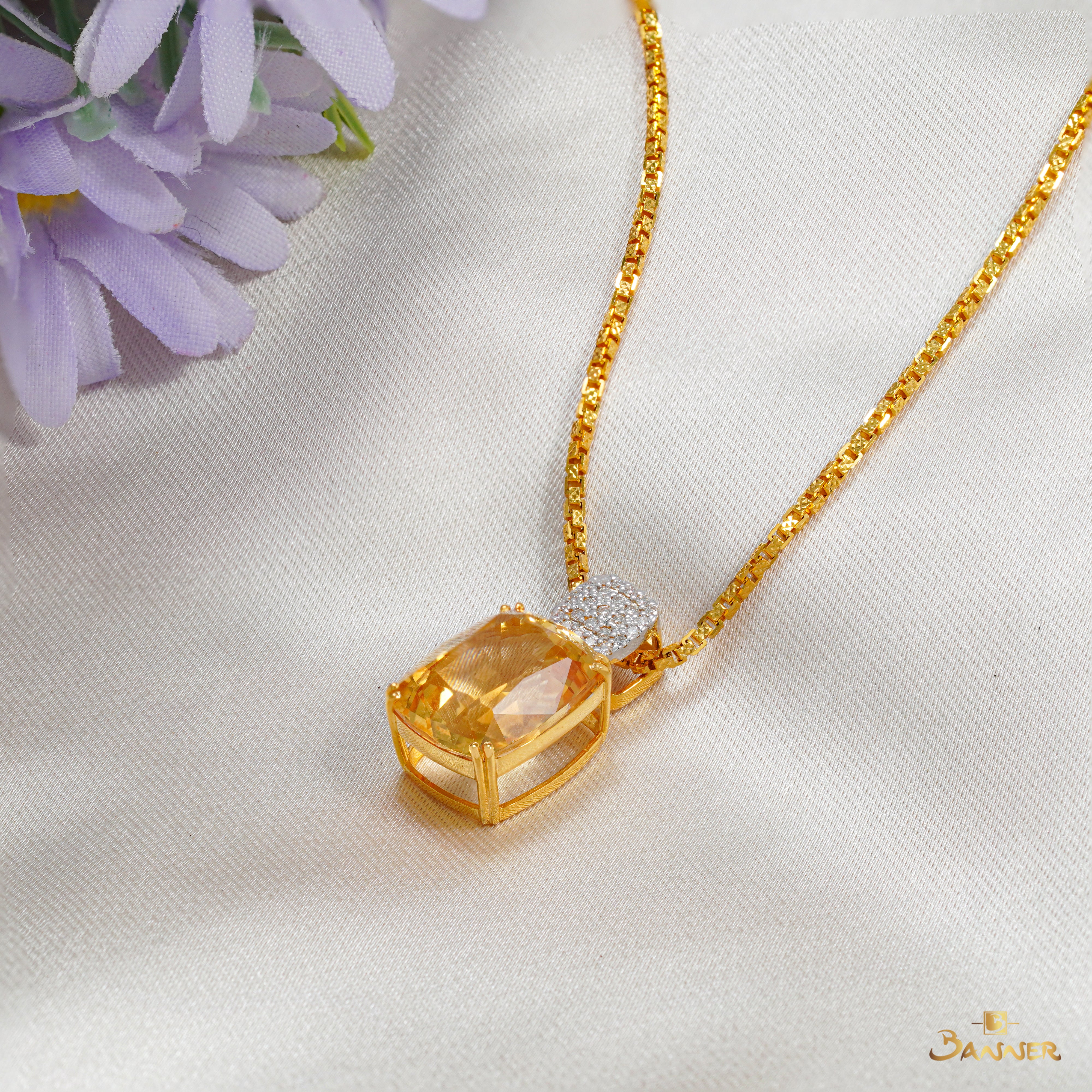 Citrine and Diamond Pendant