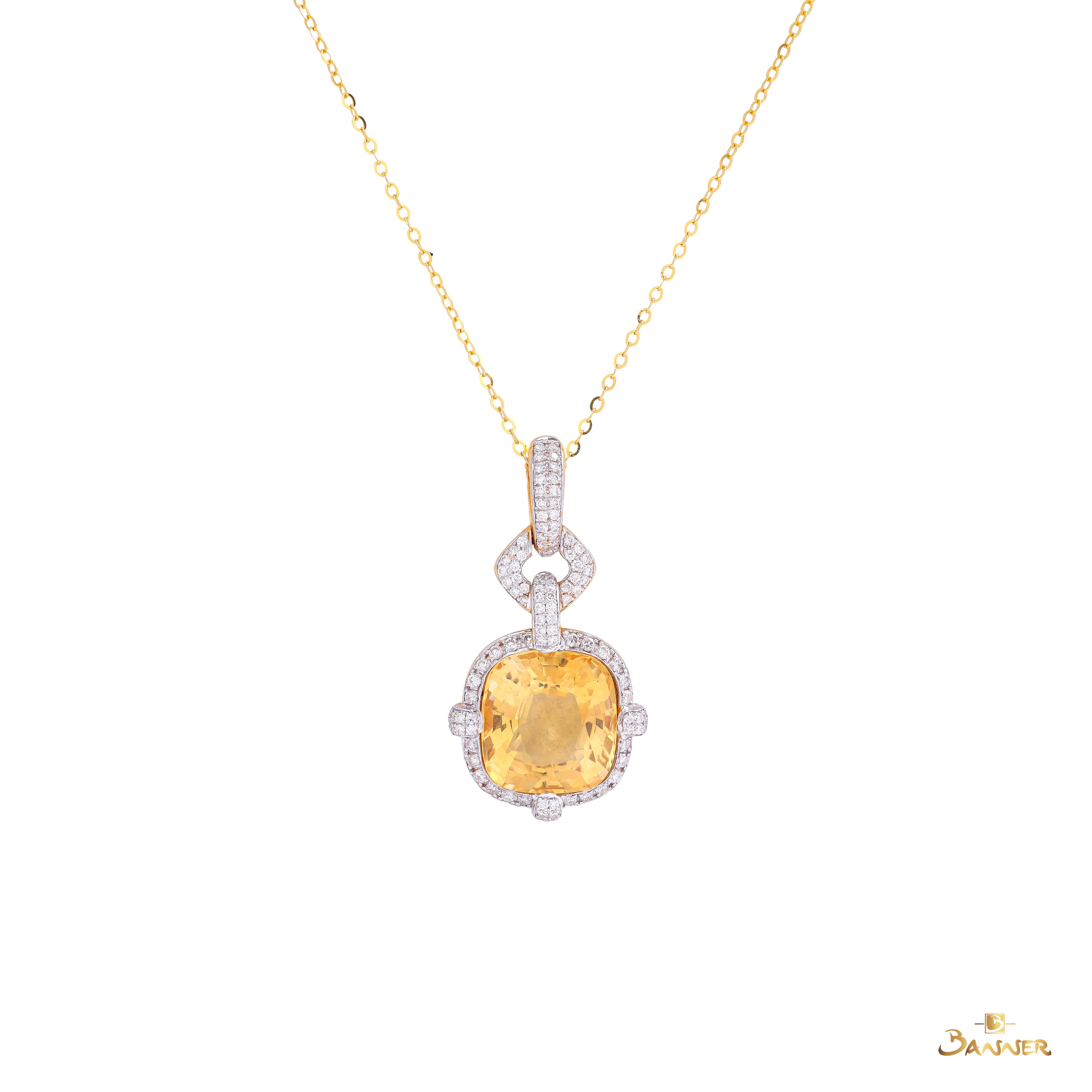 Citrine and Diamond Linked Halo Pendant