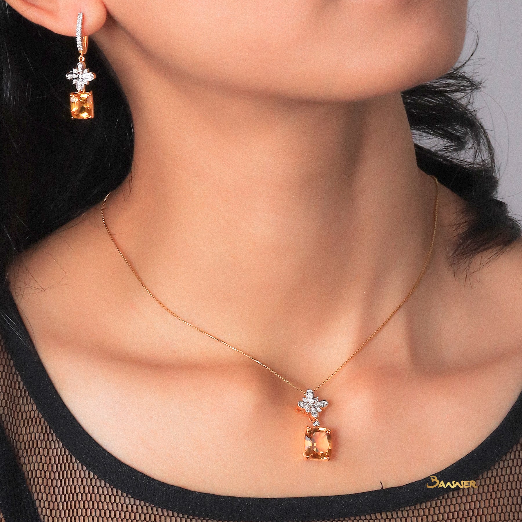 Citrine and Diamond Floral Set