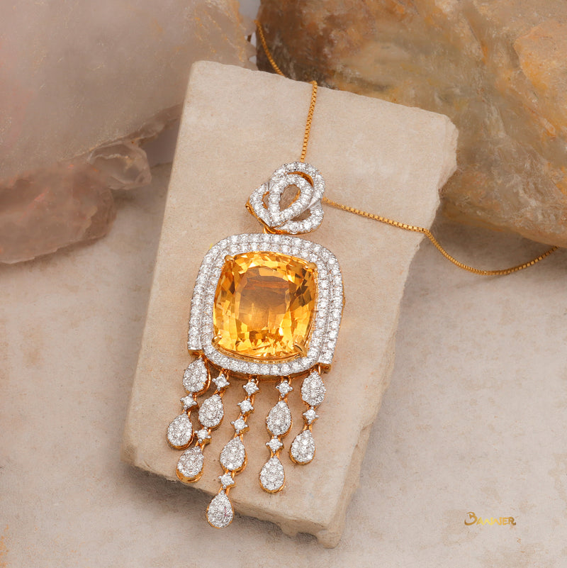 Citrine and Diamond Elegant Pendant