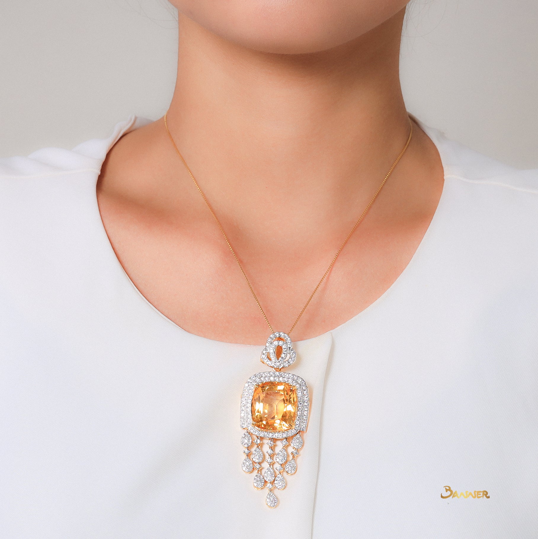 Citrine and Diamond Elegant Pendant