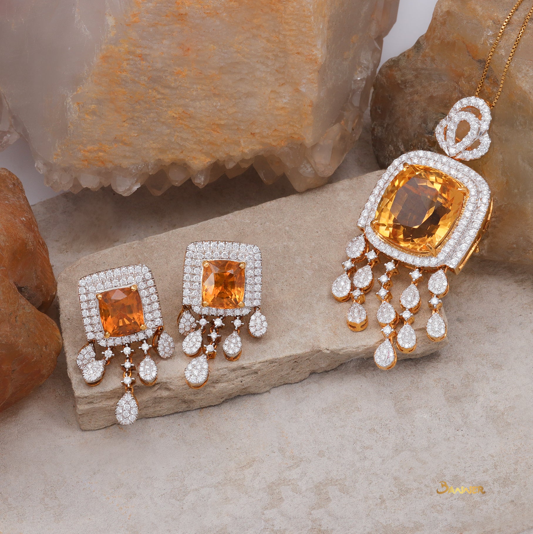 Citrine and Diamond Elegant Set