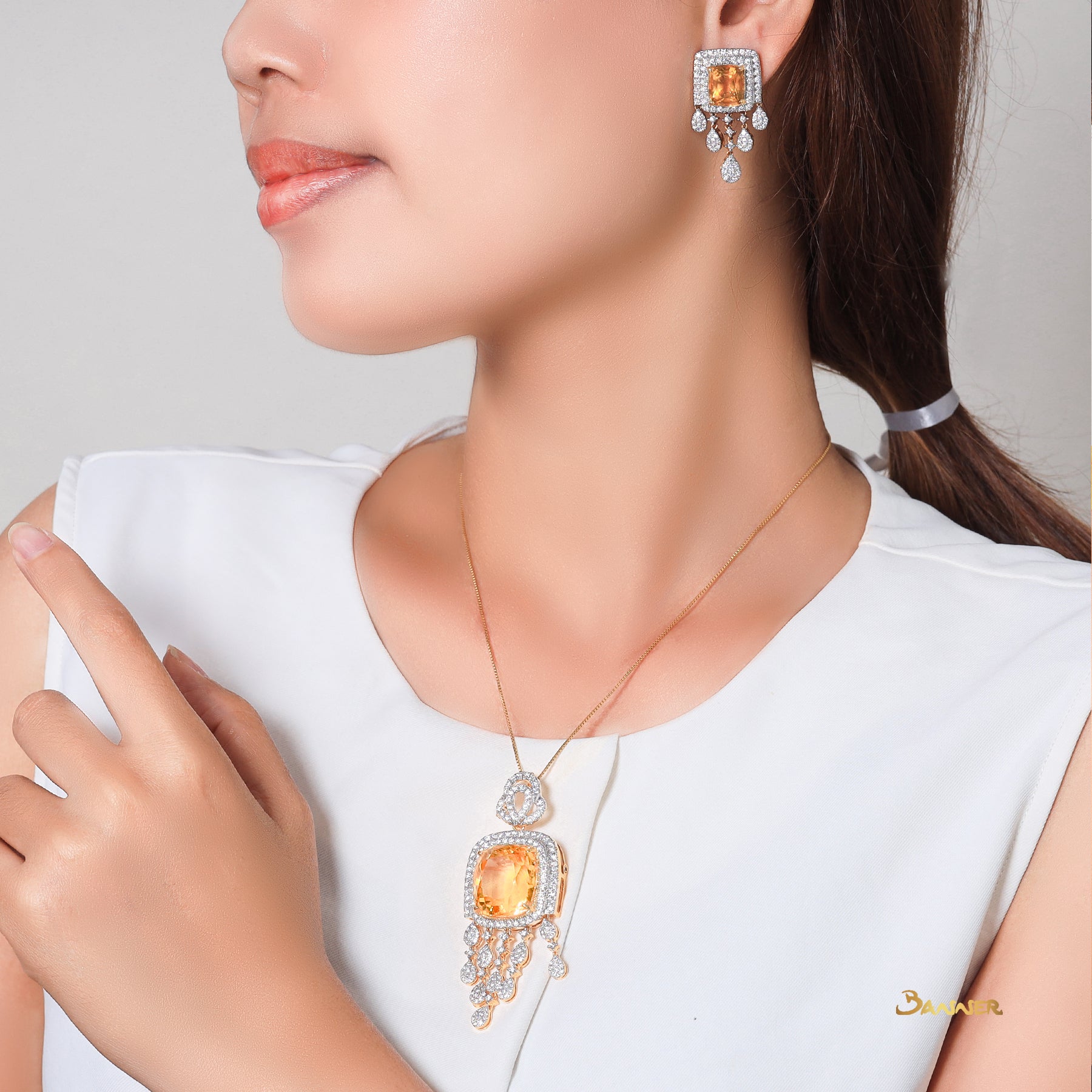 Citrine and Diamond Elegant Set