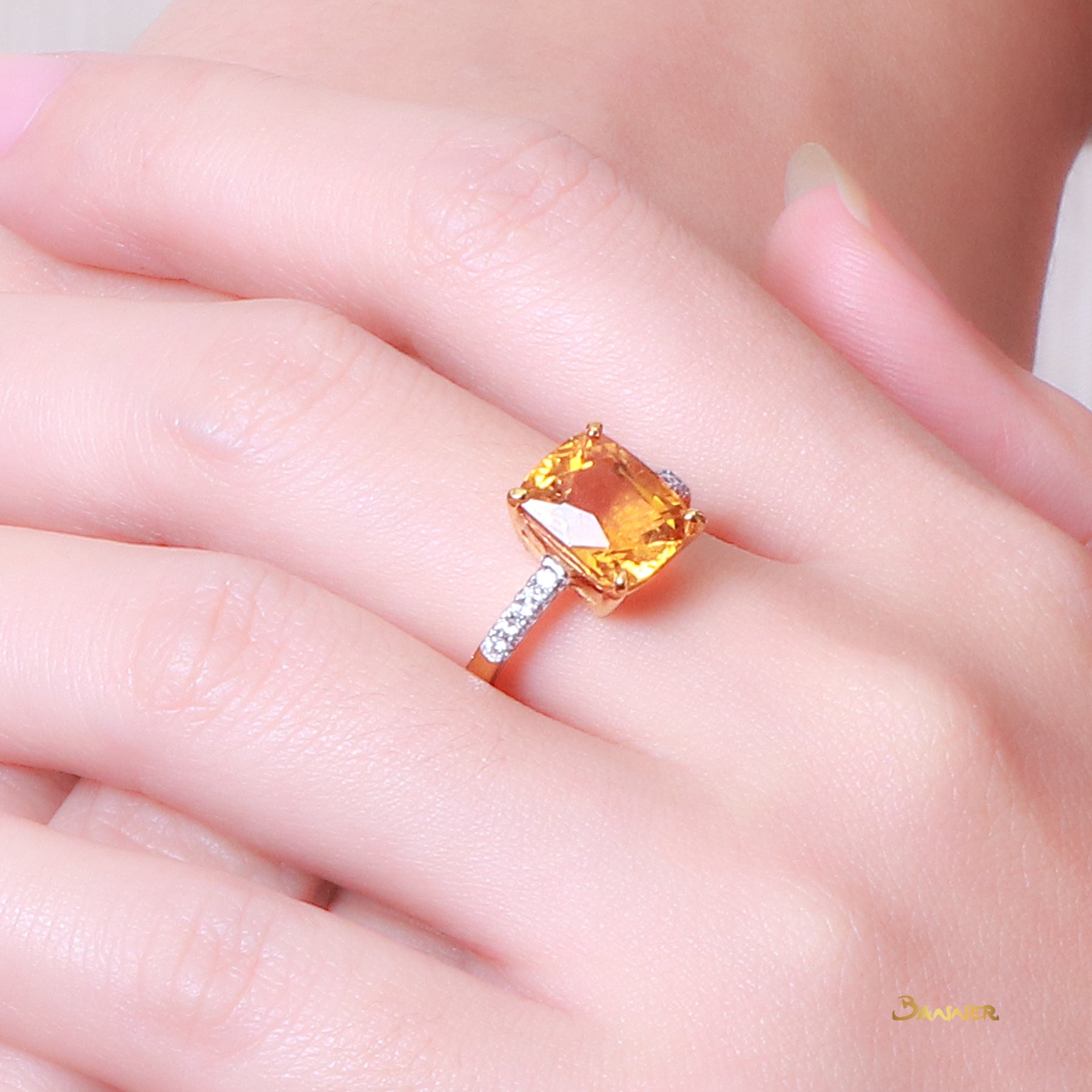 Citrine and Diamond Ring