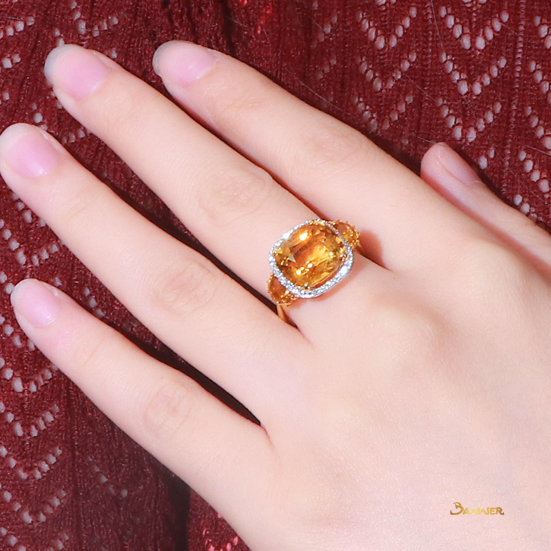 Citrine and Diamond Ring