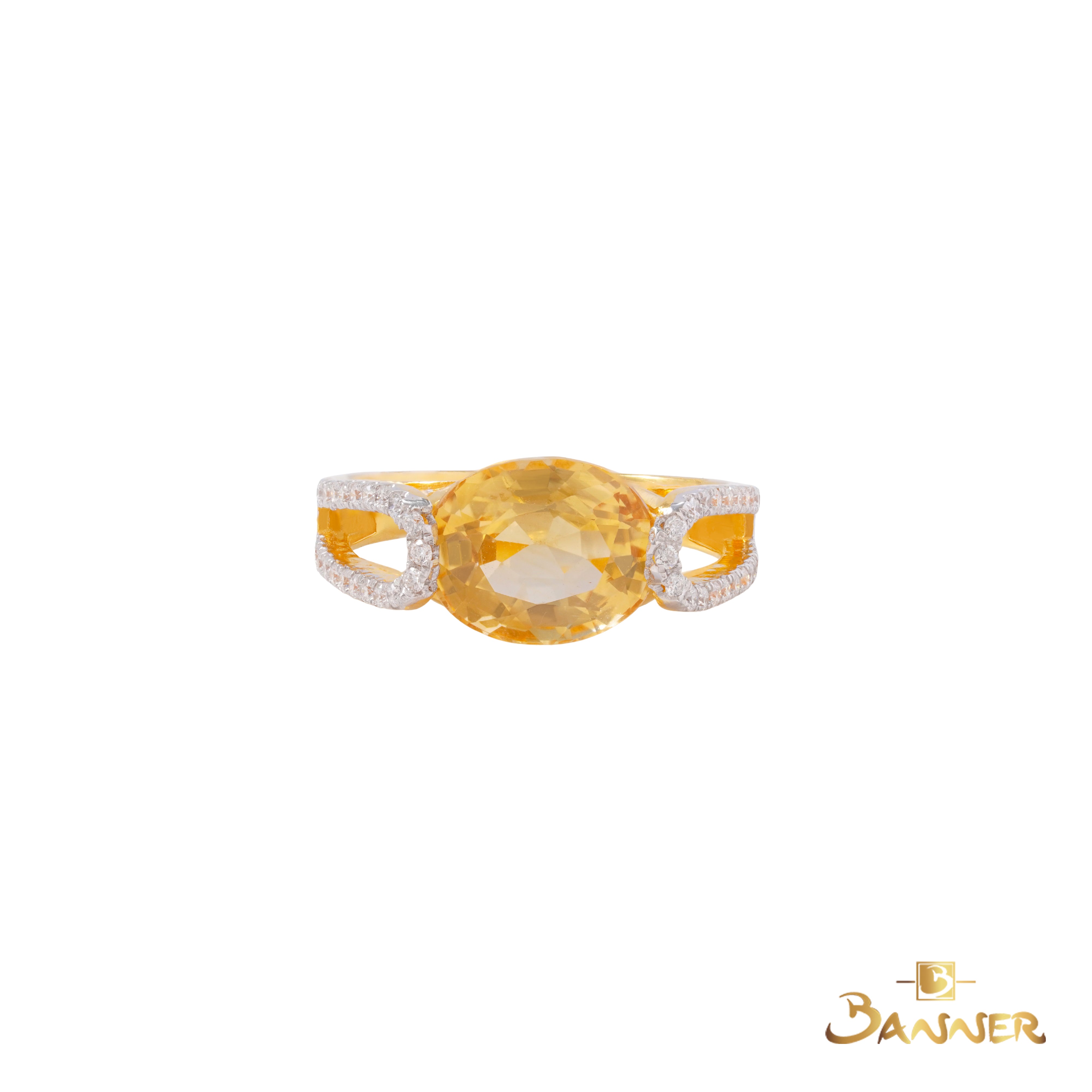 Citrine and Diamond Halo Ring