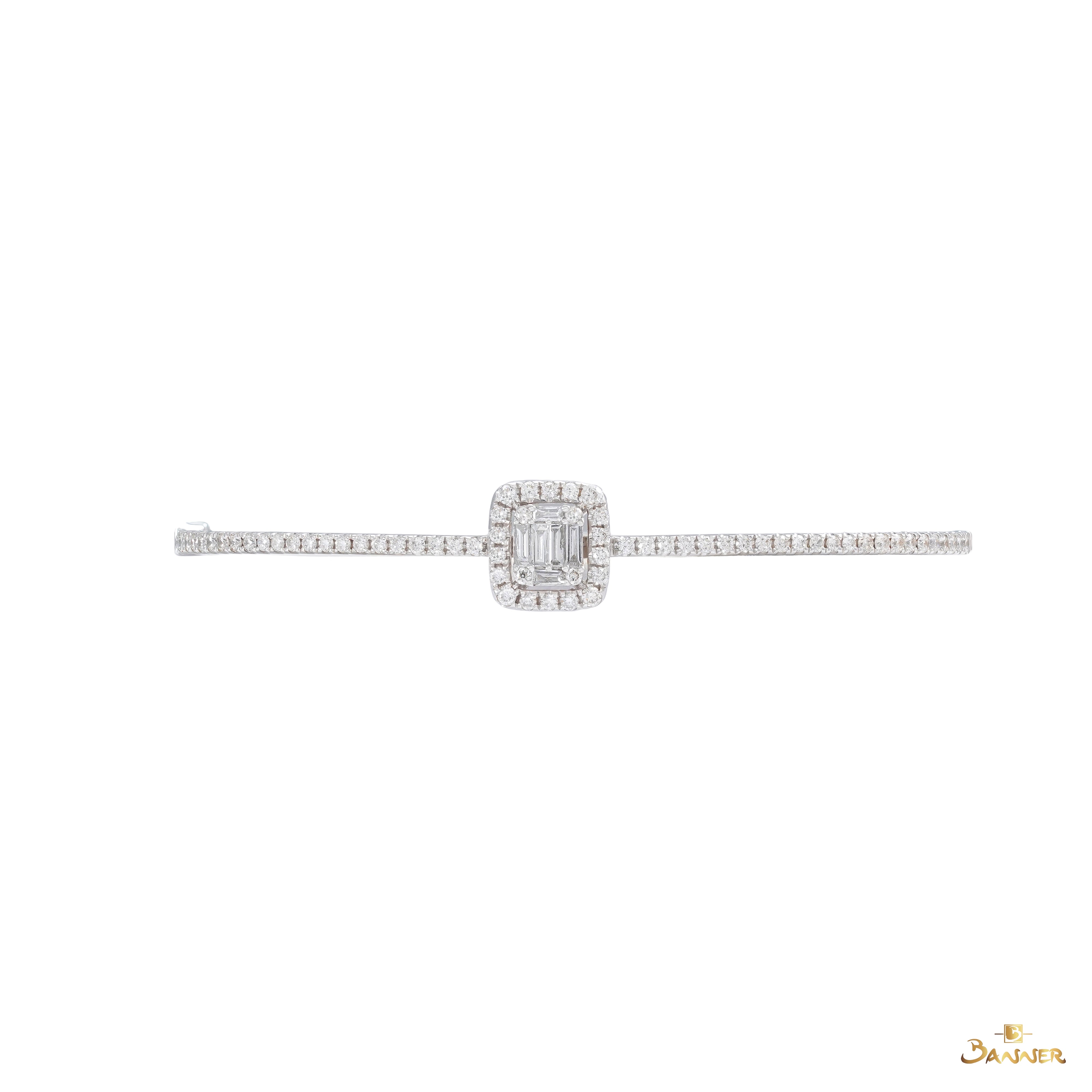 Diamond Baguette  Retangle Halo Bracelet