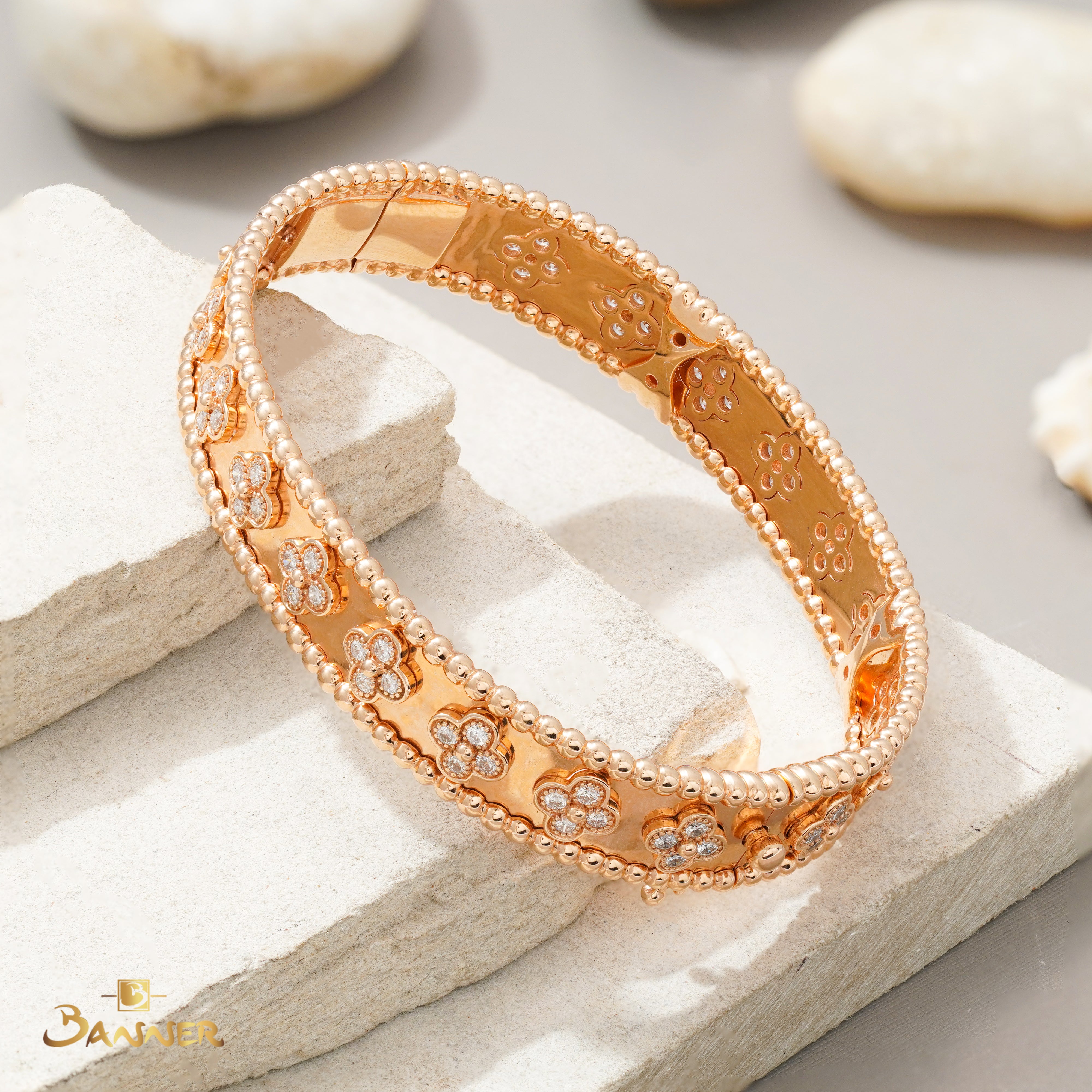 Diamond Clover Bracelet(Rose Gold)