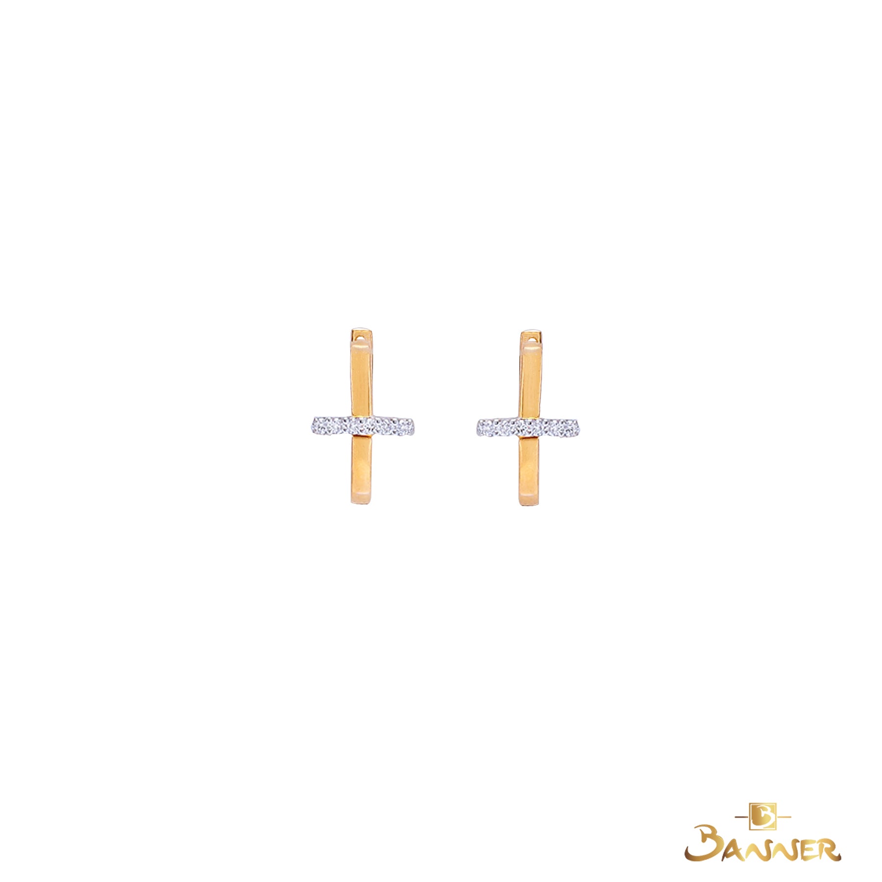 Diamond Cross Huggie Earrings (0.08 ct. t.w.)