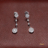 Diamond Flower Dangling Earrings