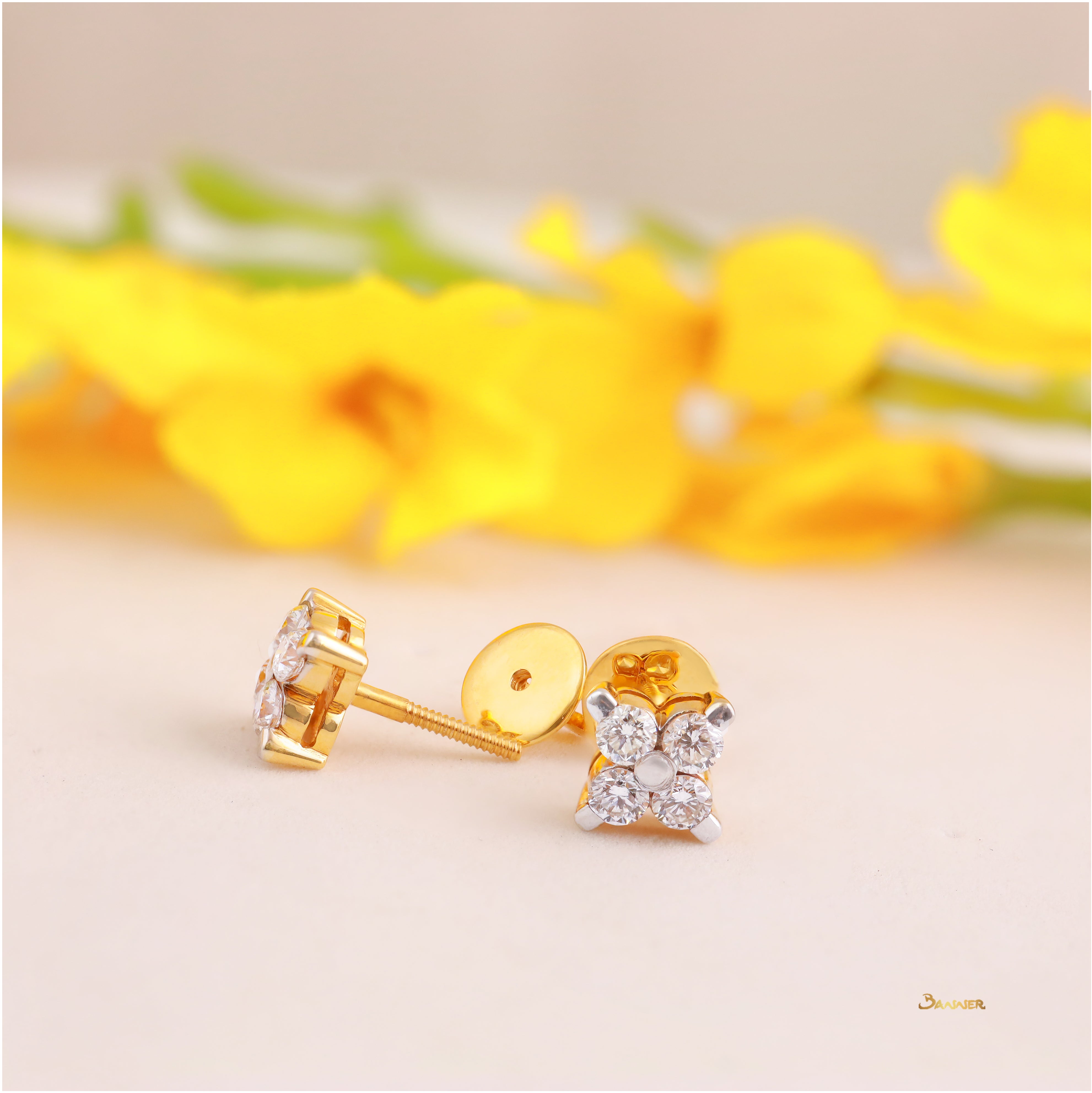 Diamond Floral Earrings