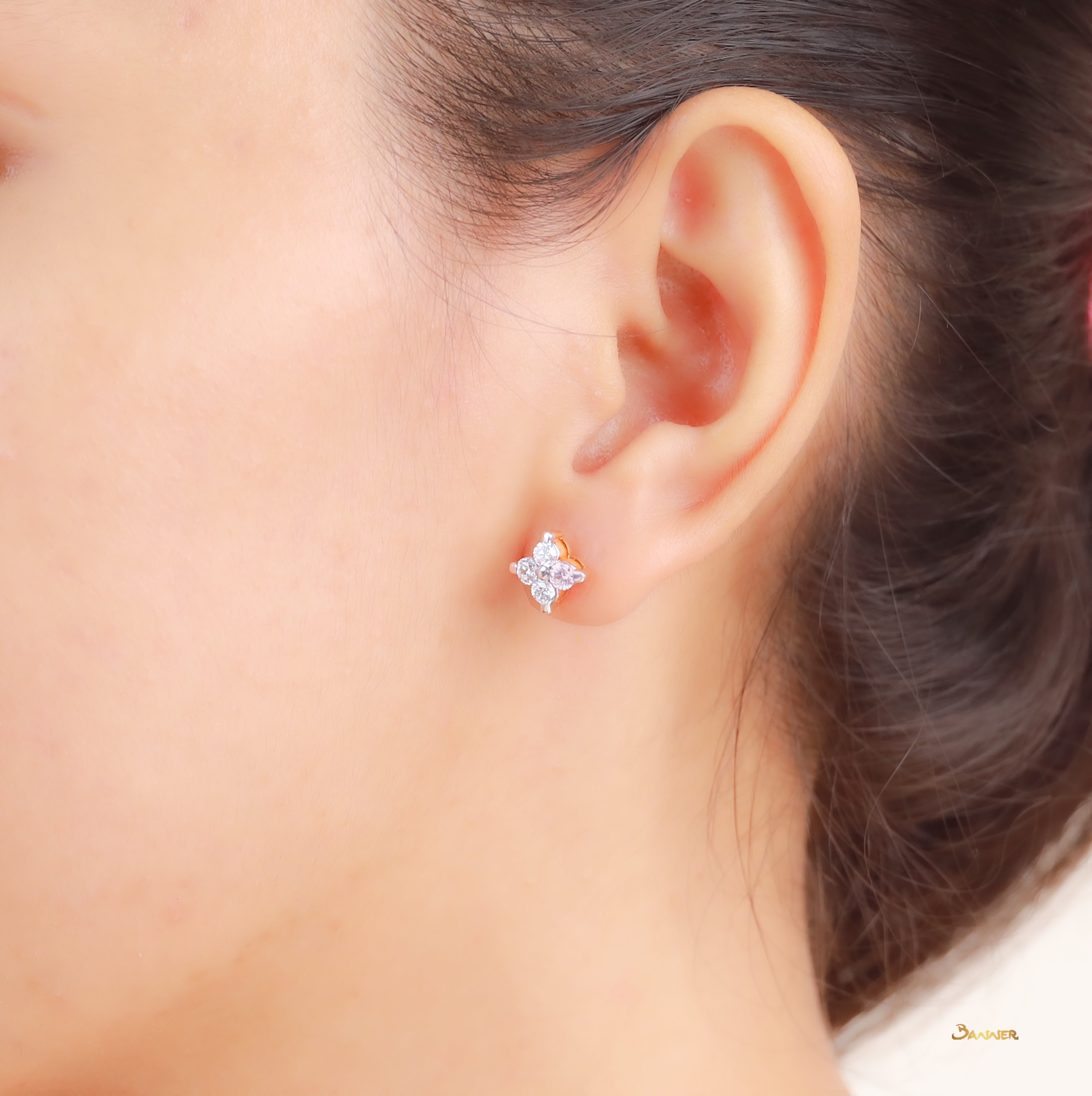 Diamond Floral Earrings