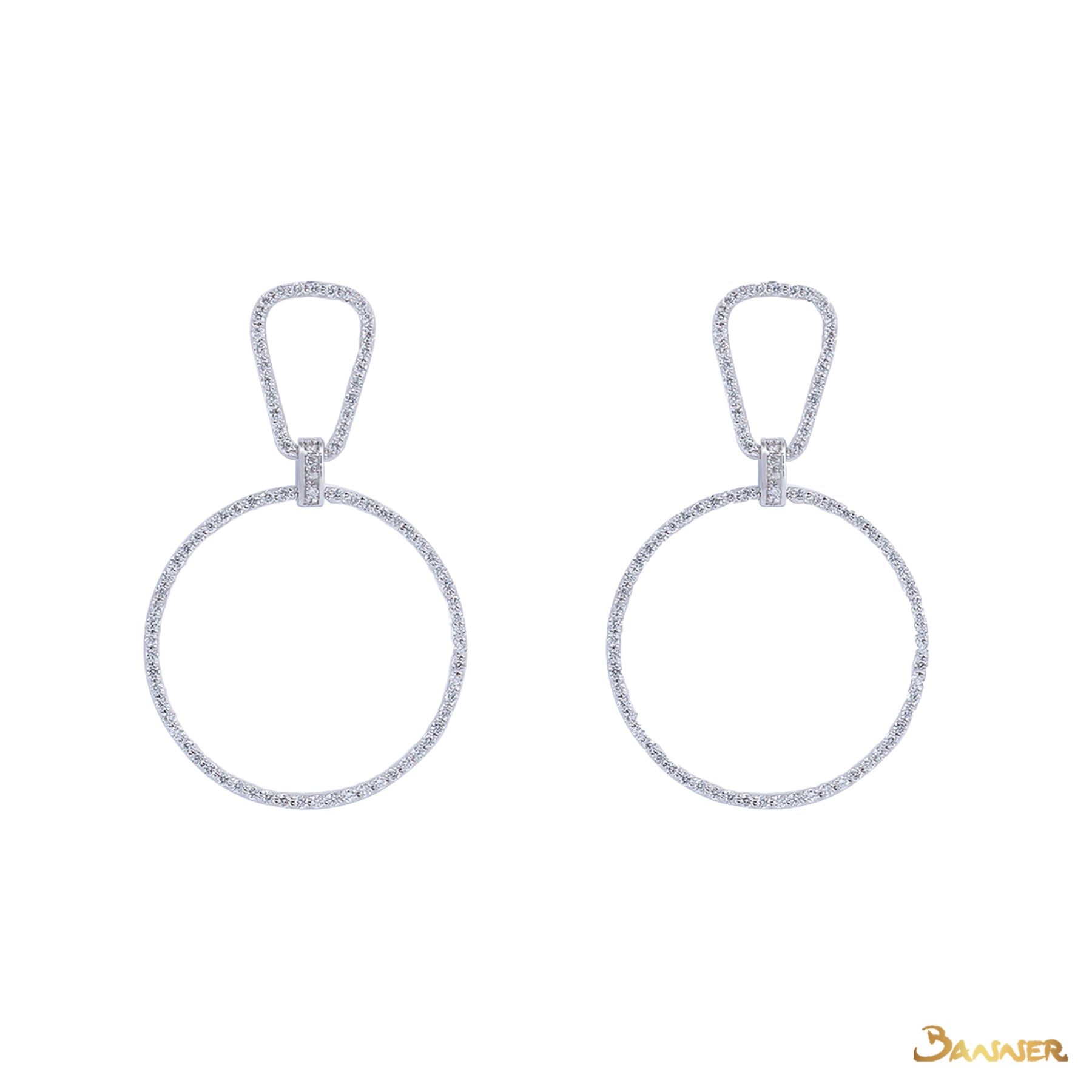 Diamond Circle Dangle Earrings(B)