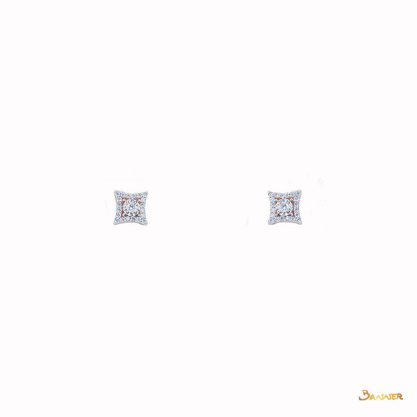 Diamond Square Shape Earrings (B)