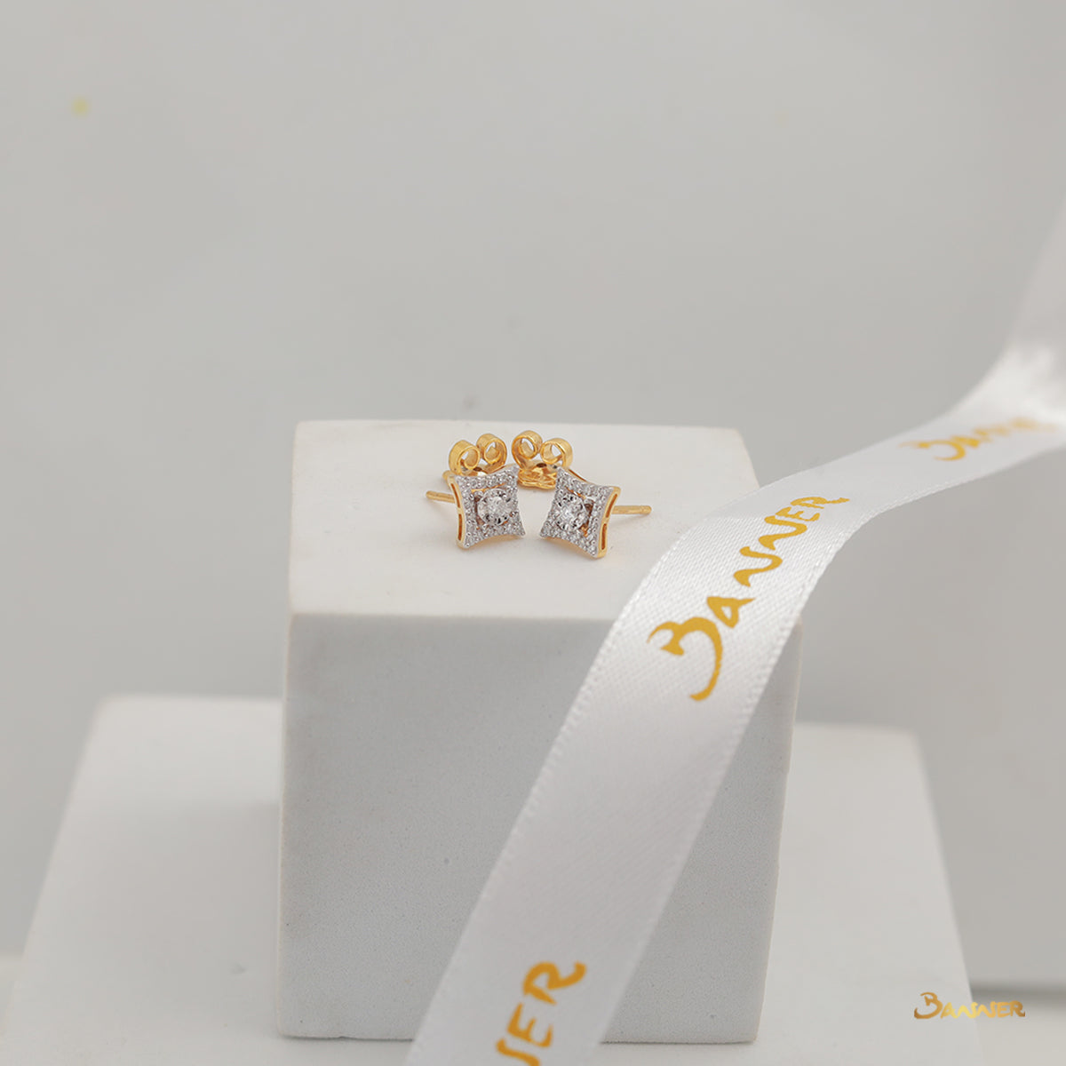 Diamond Square Shape Earrings (B)