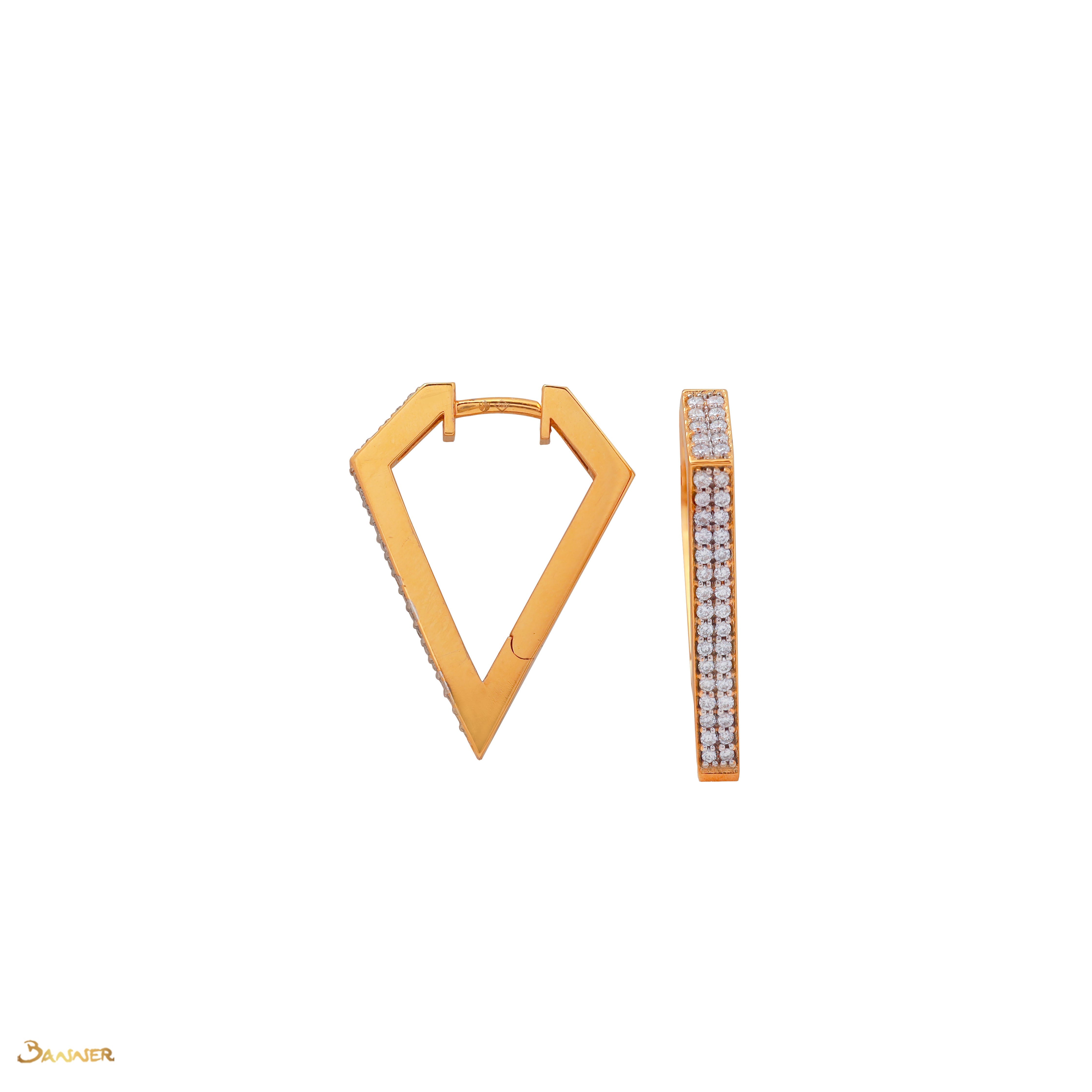 Diamond V-Shape Huggie Earrings