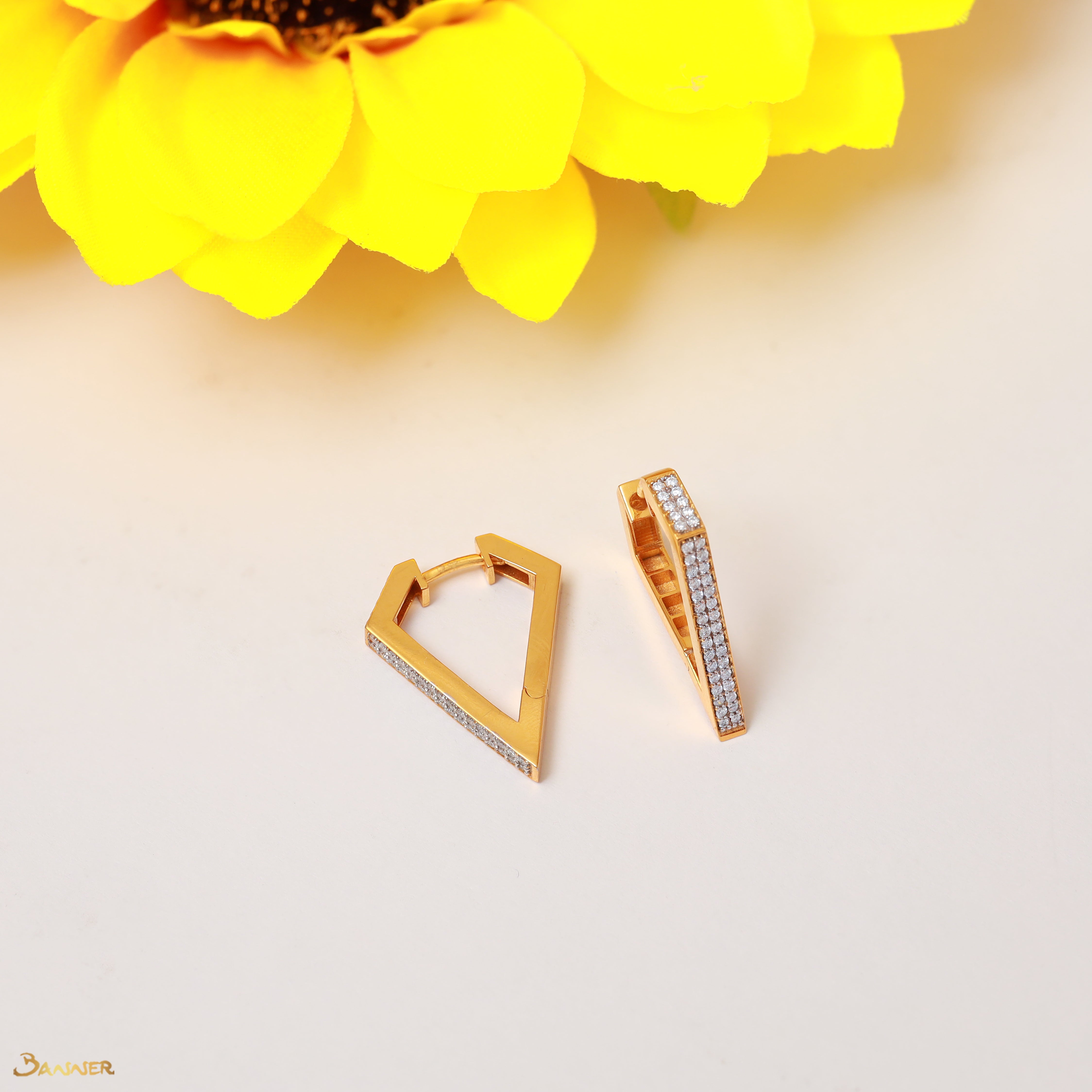 Diamond V-Shape Huggie Earrings