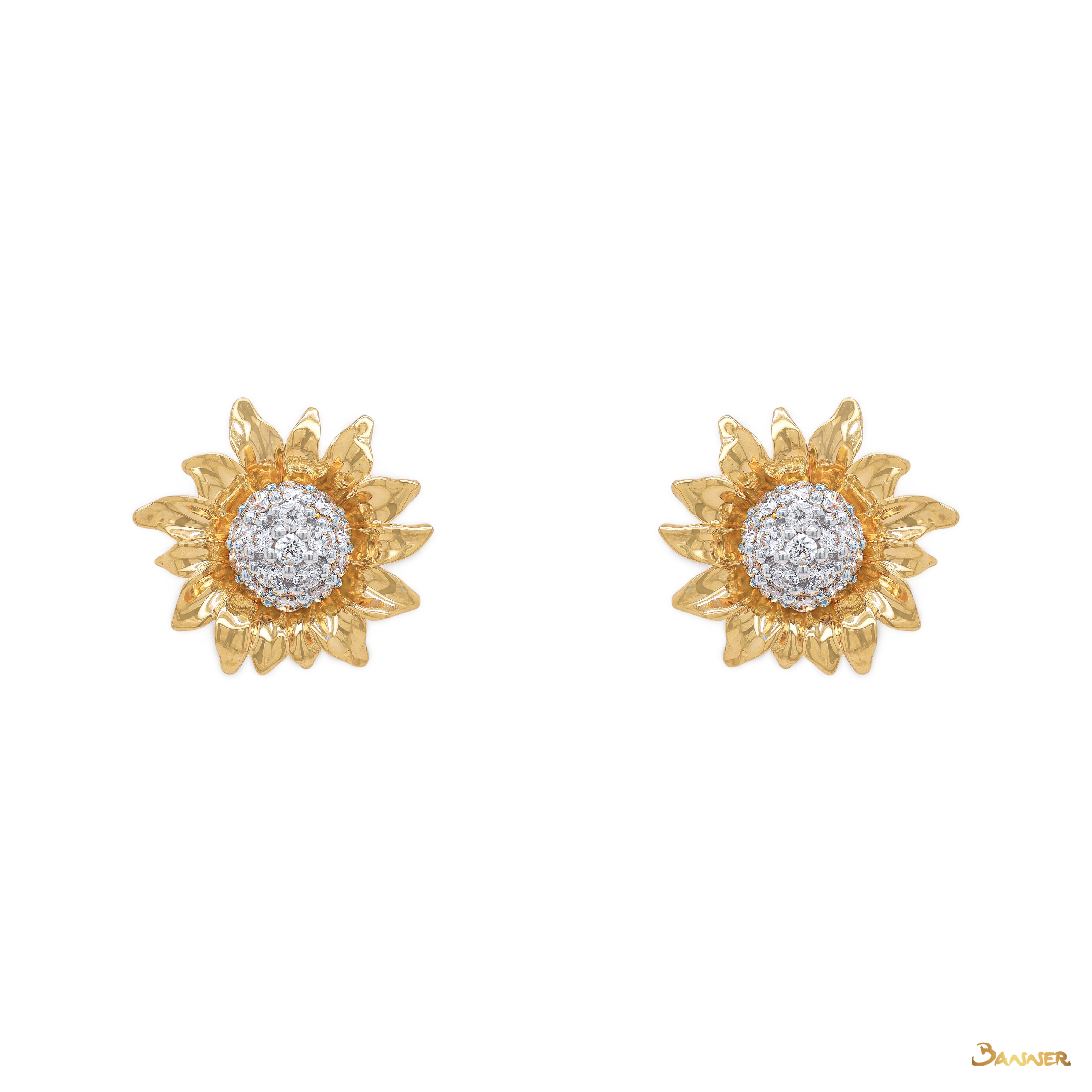 Diamond Sunflower Earrings(B)