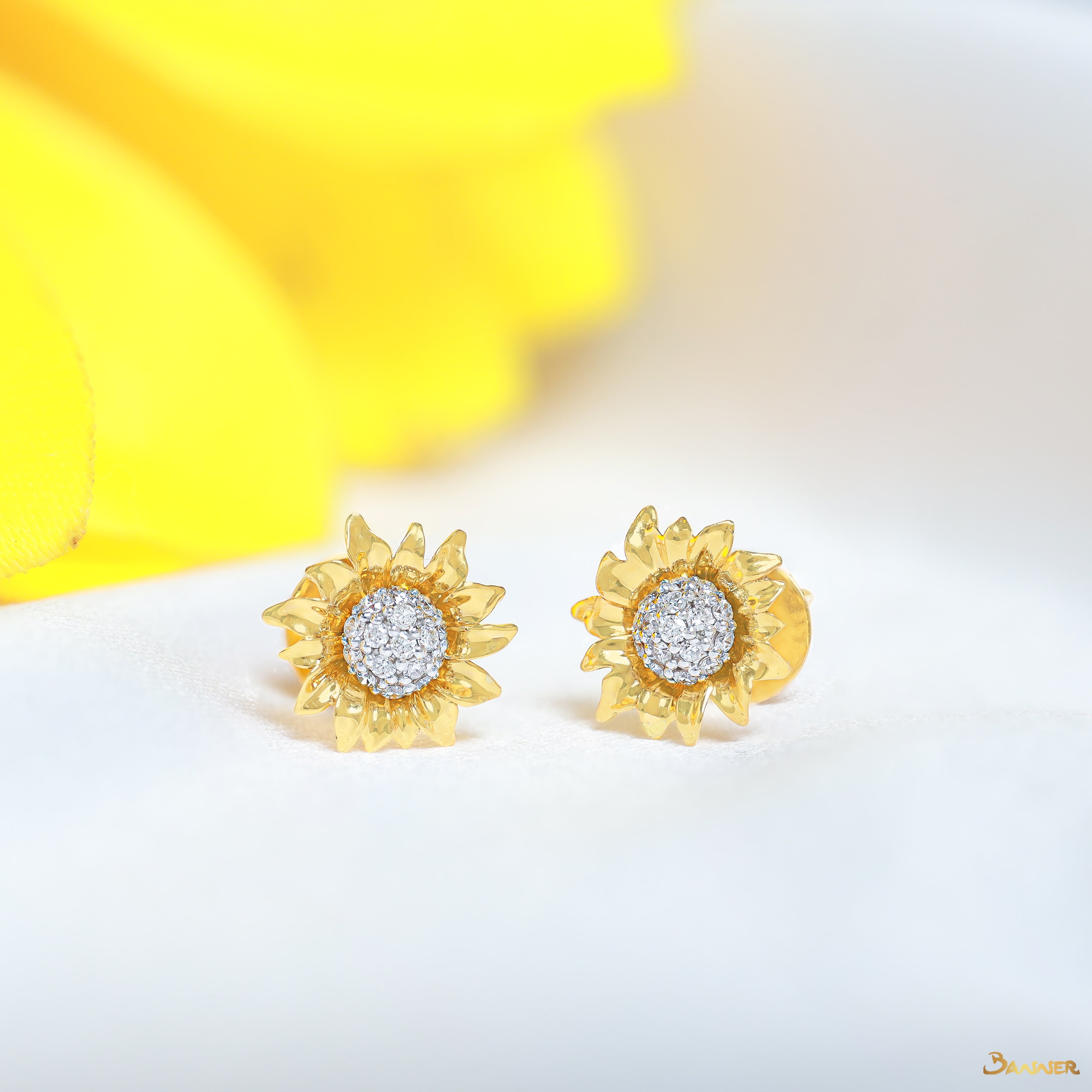 Diamond Sunflower Earrings(B)