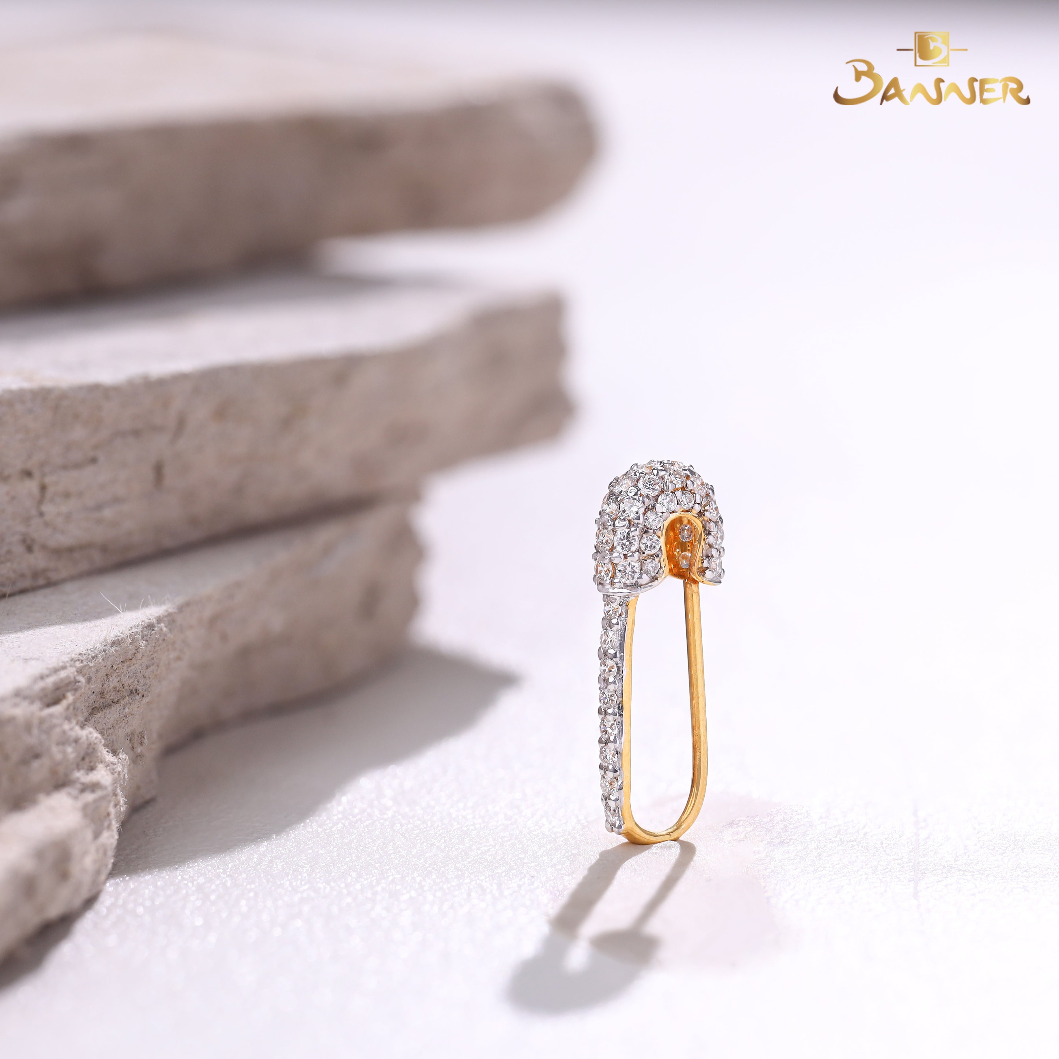 Diamond Pin Hoop Earrings (1pc)