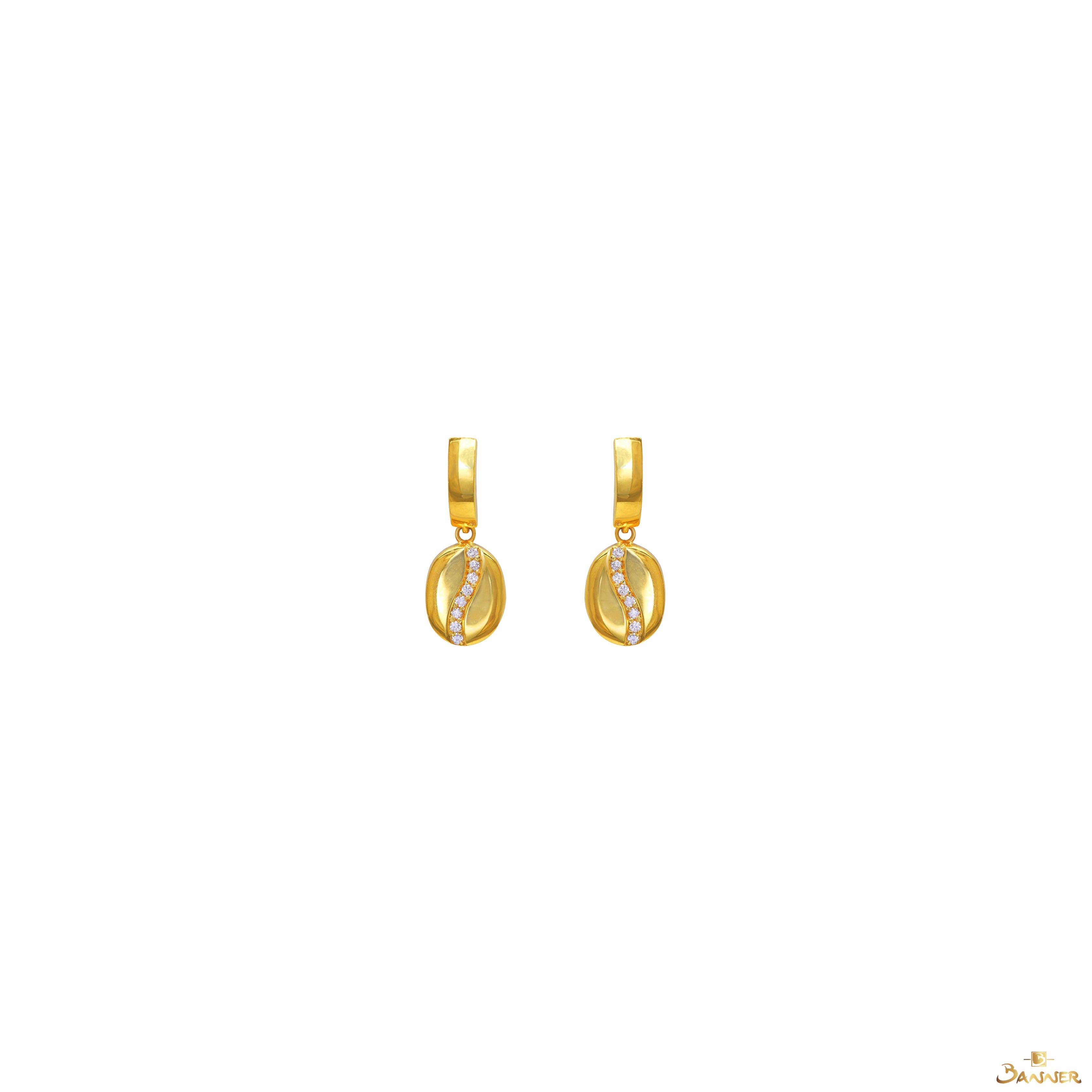 Diamond Coffee Bean Earrings