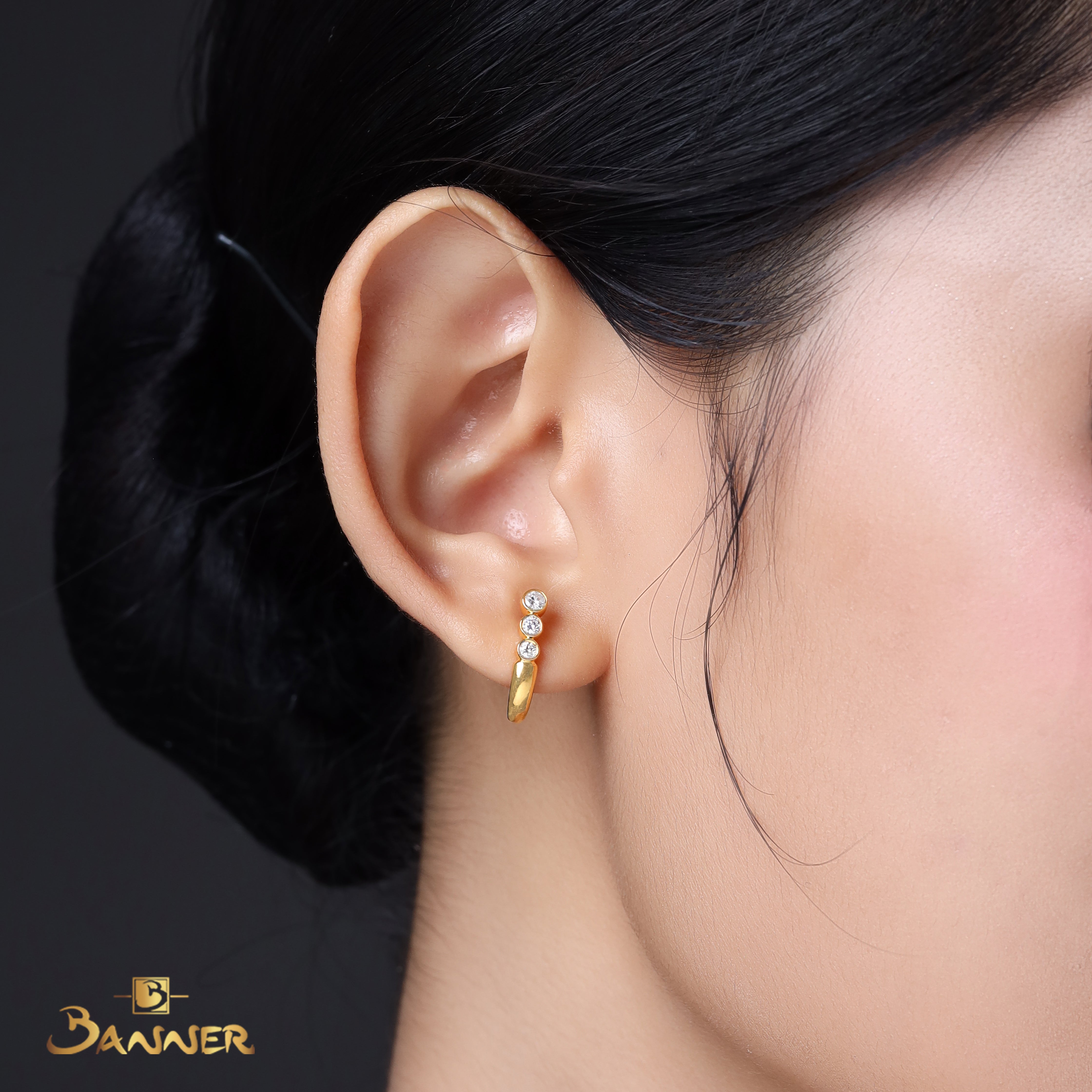 Diamond Equinox Huggie Earrings