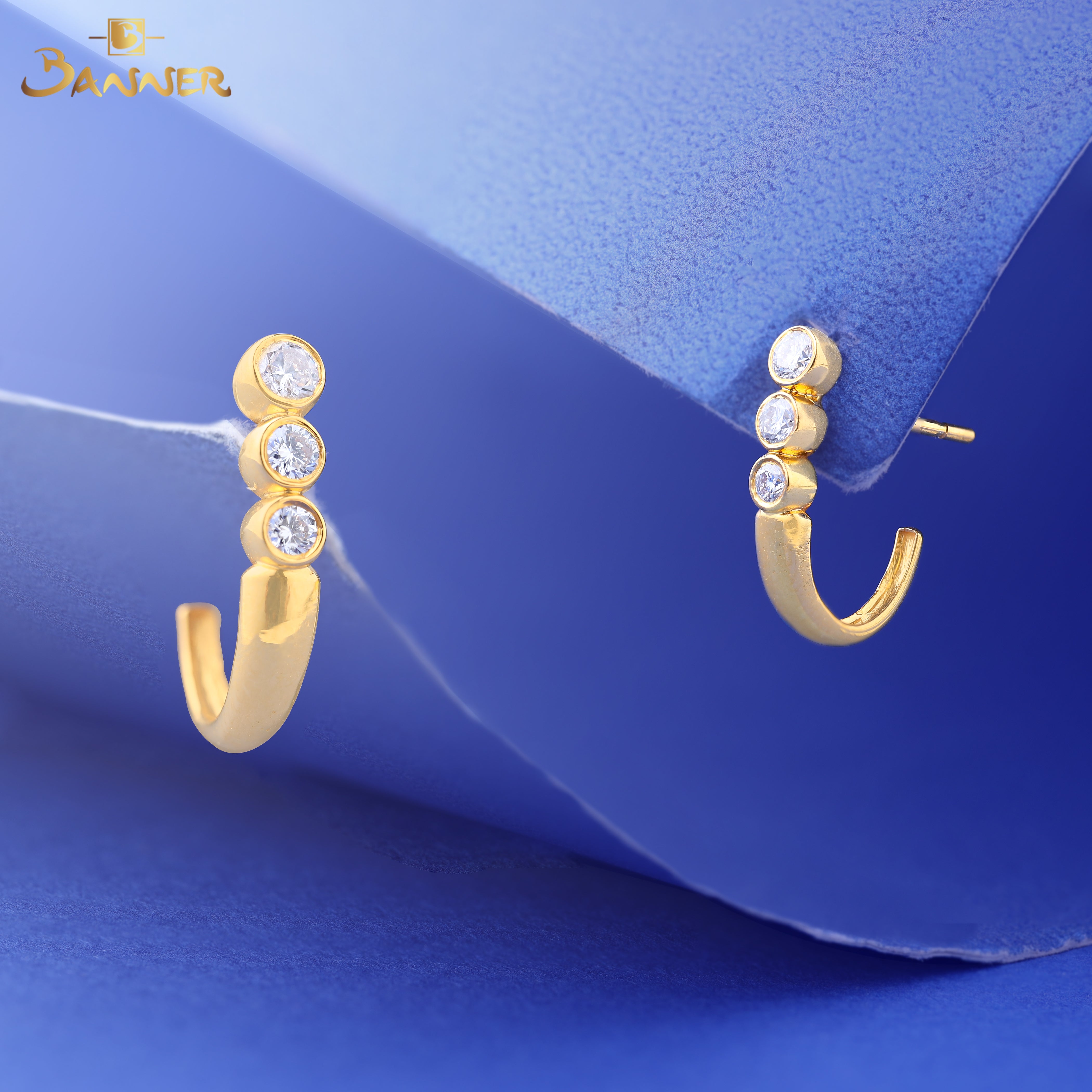 Diamond Equinox Huggie Earrings