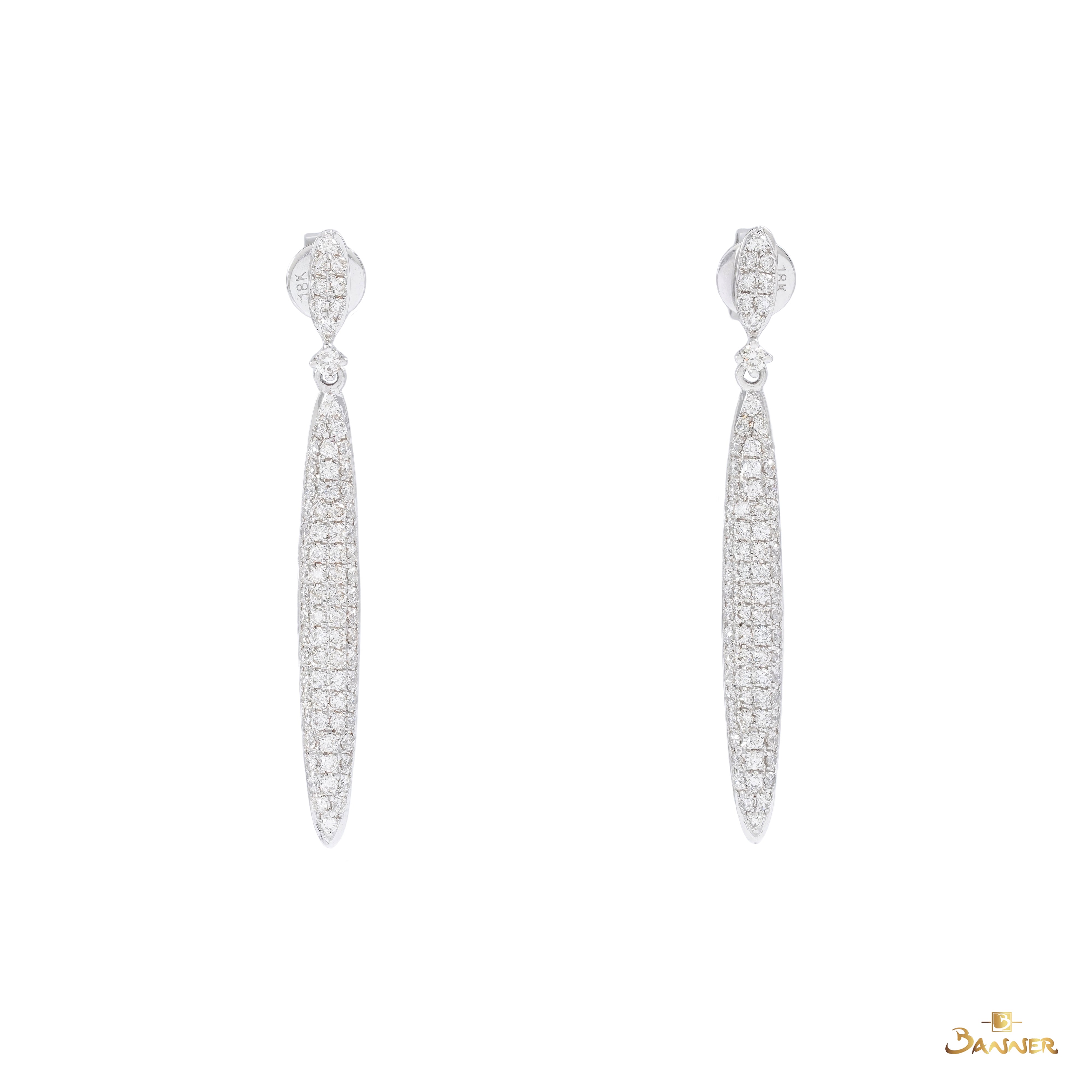 Diamond Marquise Design Dangle Earrings