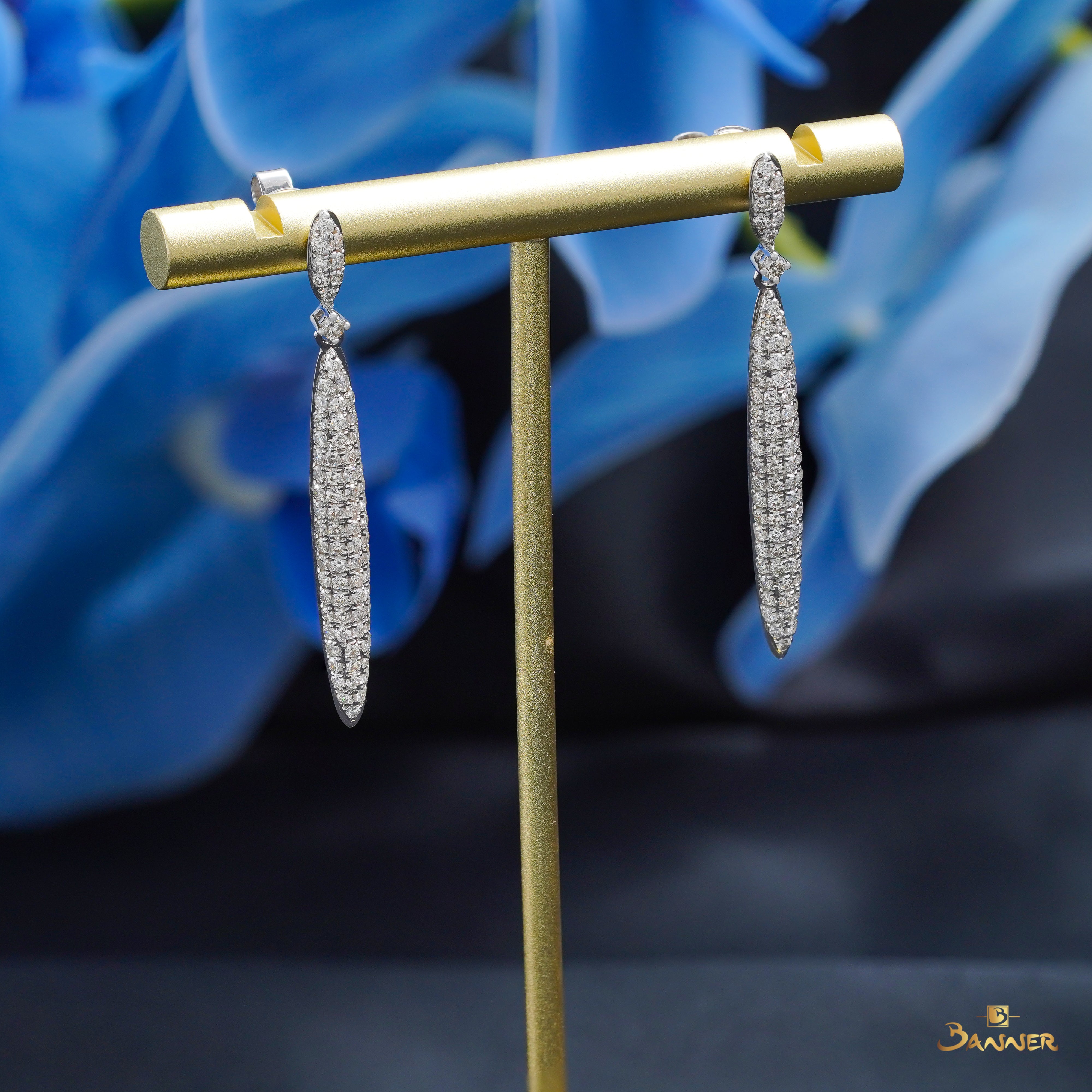 Diamond Marquise Design Dangle Earrings