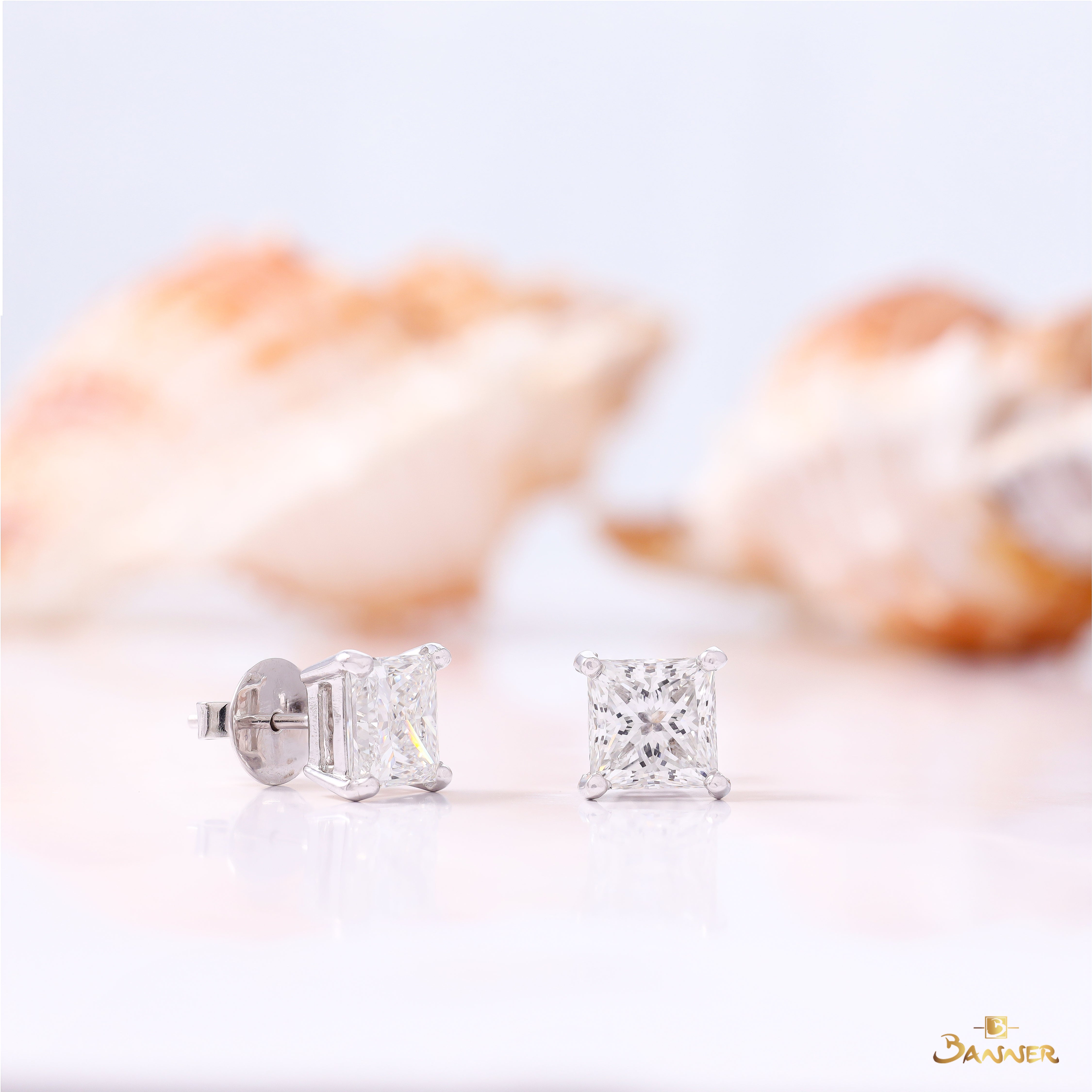 Emerald Cut GIA Stud Earrings (I color VVS1)