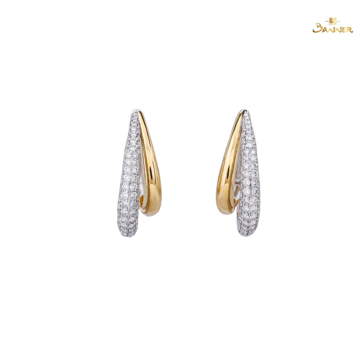 Diamond 2 Colored Huggies Earrings
